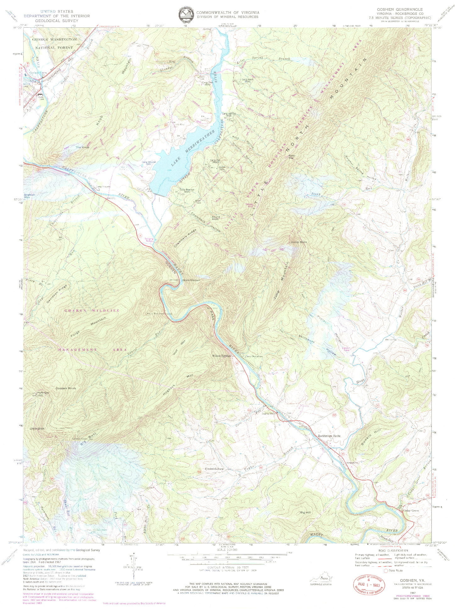 USGS 1:24000-SCALE QUADRANGLE FOR GOSHEN, VA 1967