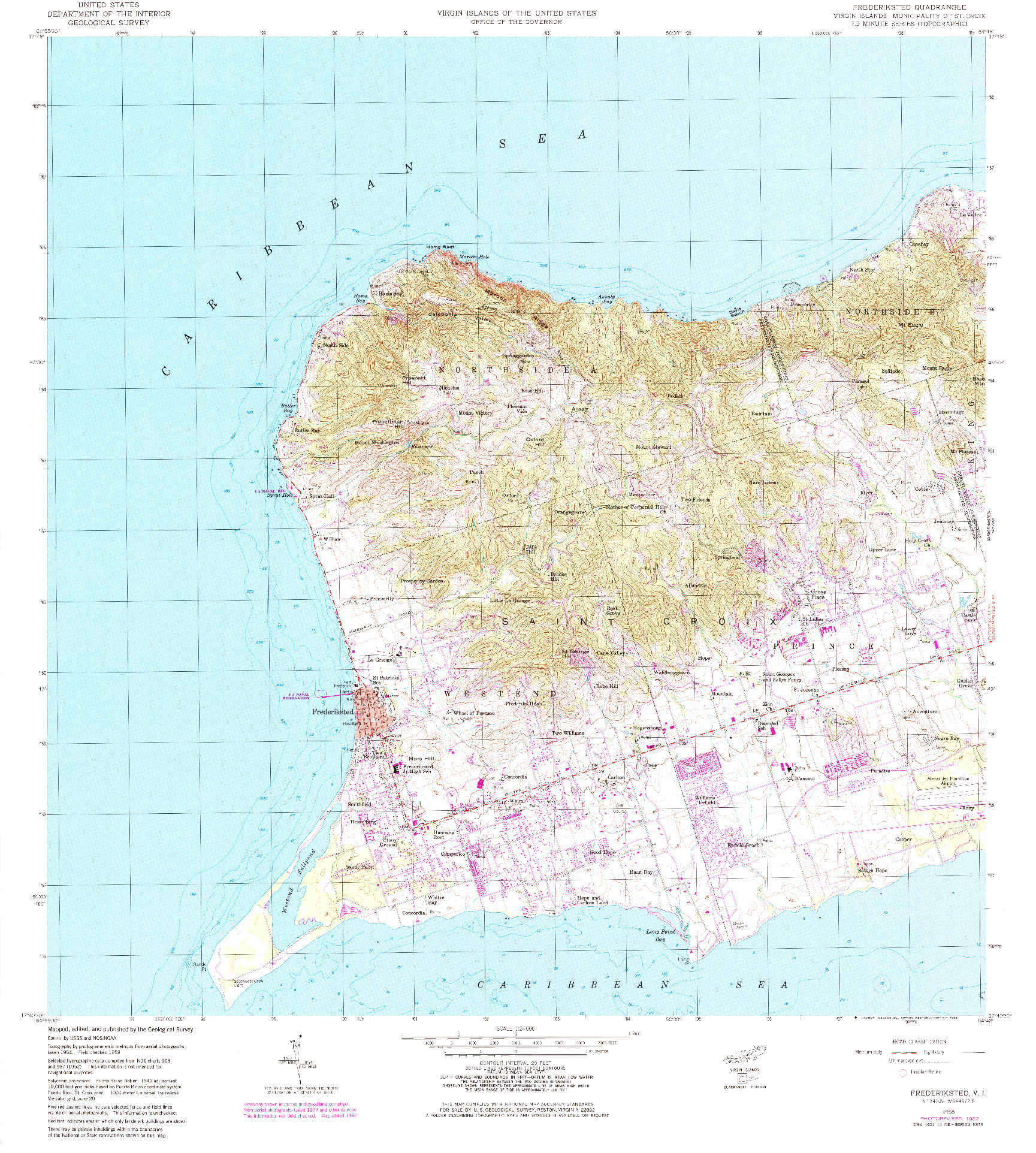 USGS 1:24000-SCALE QUADRANGLE FOR FREDERIKSTED, VI 1958