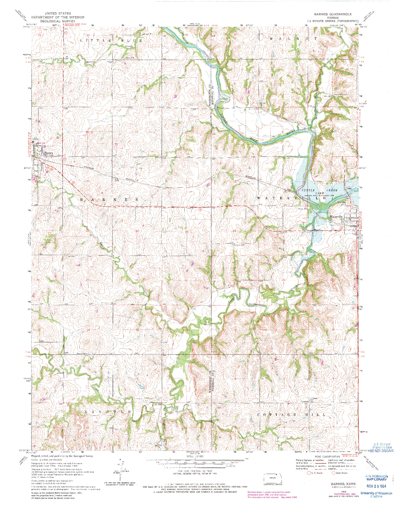 USGS 1:24000-SCALE QUADRANGLE FOR BARNES, KS 1968