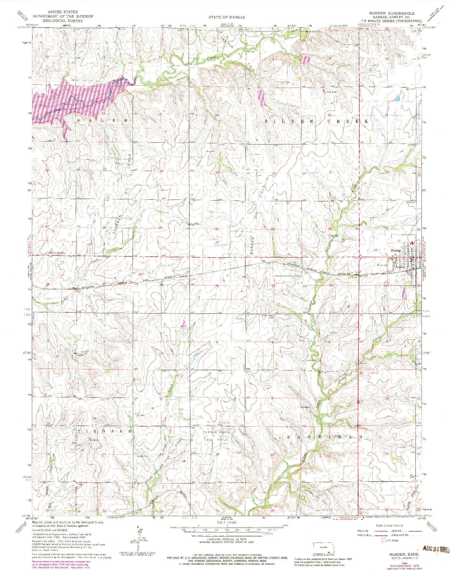 USGS 1:24000-SCALE QUADRANGLE FOR BURDEN, KS 1964