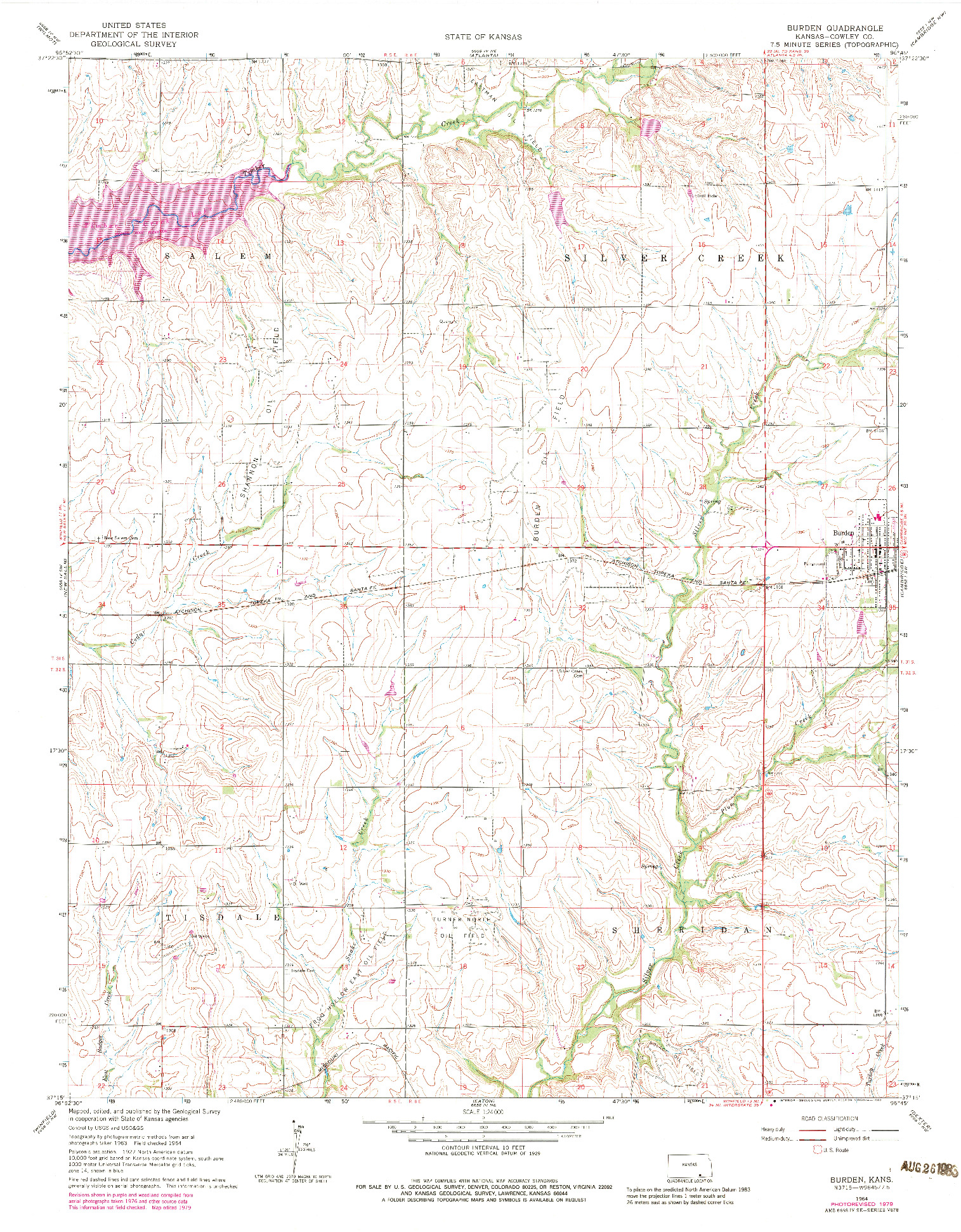 USGS 1:24000-SCALE QUADRANGLE FOR BURDEN, KS 1964