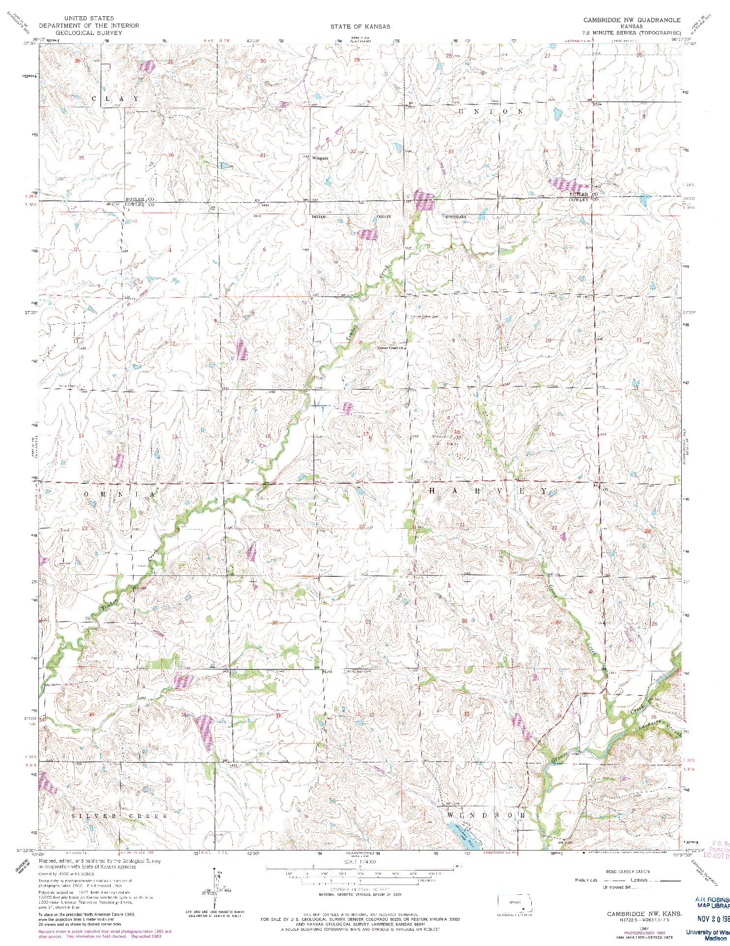 USGS 1:24000-SCALE QUADRANGLE FOR CAMBRIDGE NW, KS 1964