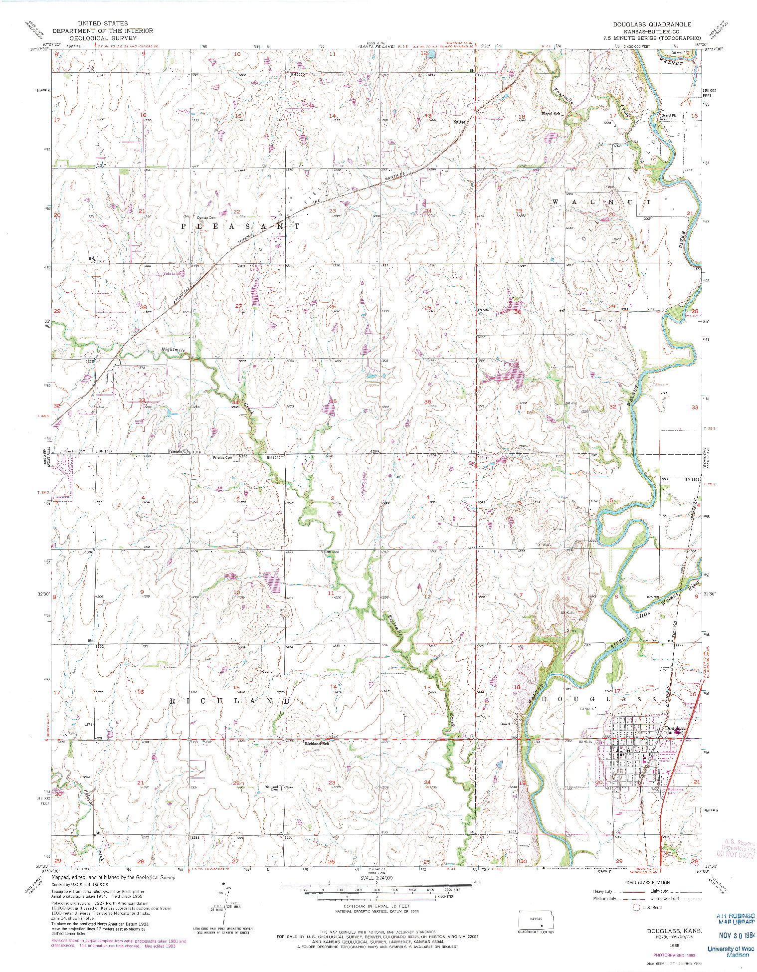 USGS 1:24000-SCALE QUADRANGLE FOR DOUGLASS, KS 1955