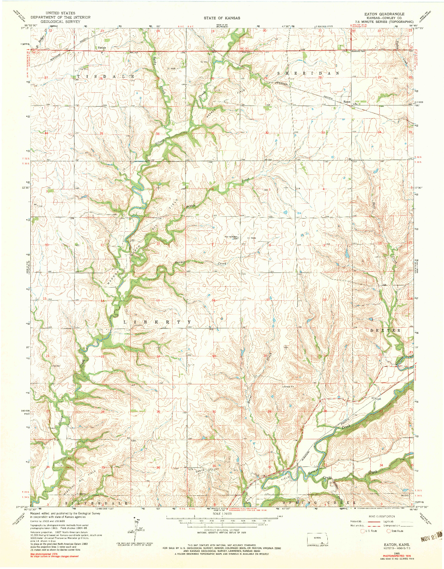 USGS 1:24000-SCALE QUADRANGLE FOR EATON, KS 1965