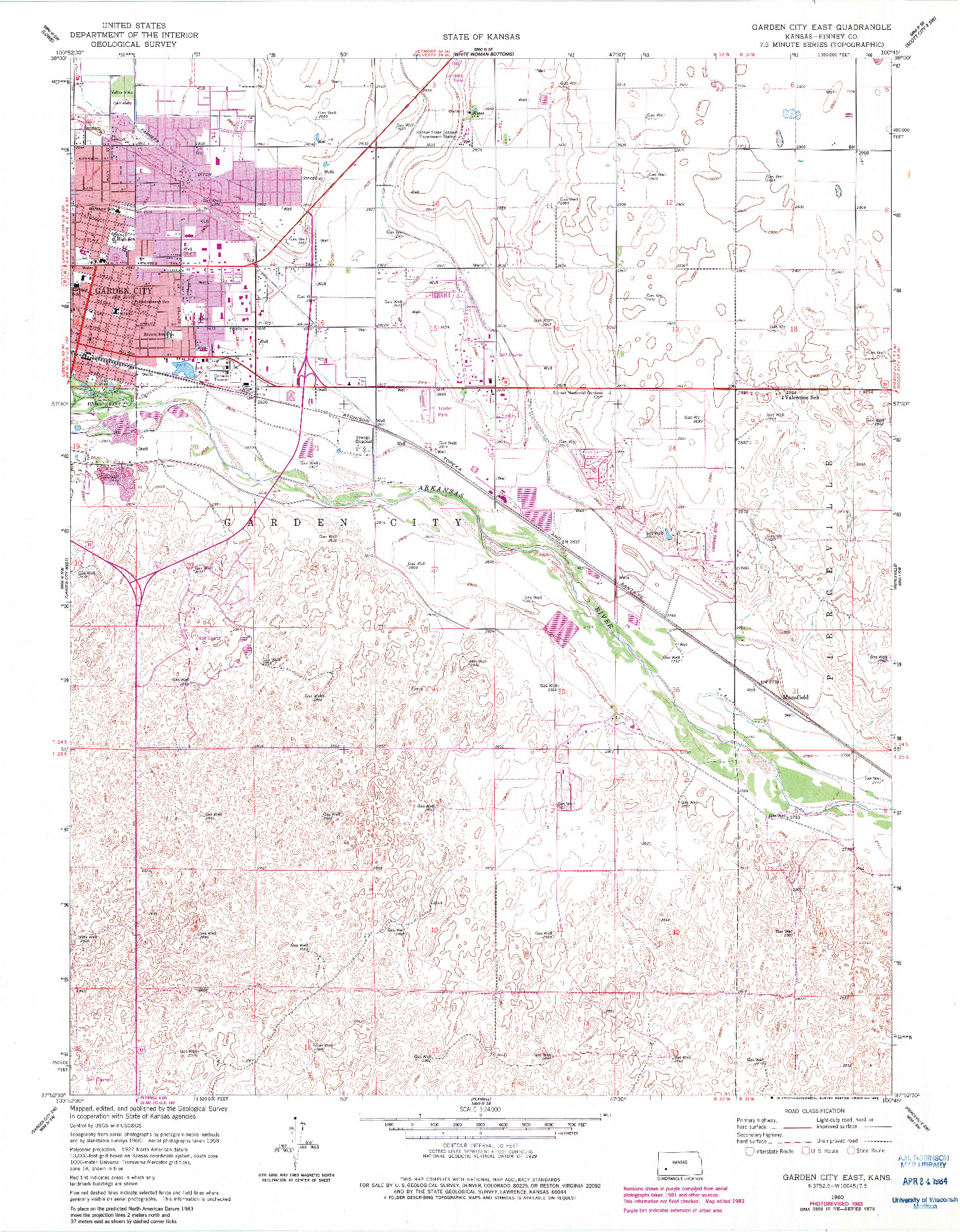 USGS 1:24000-SCALE QUADRANGLE FOR GARDEN CITY EAST, KS 1960