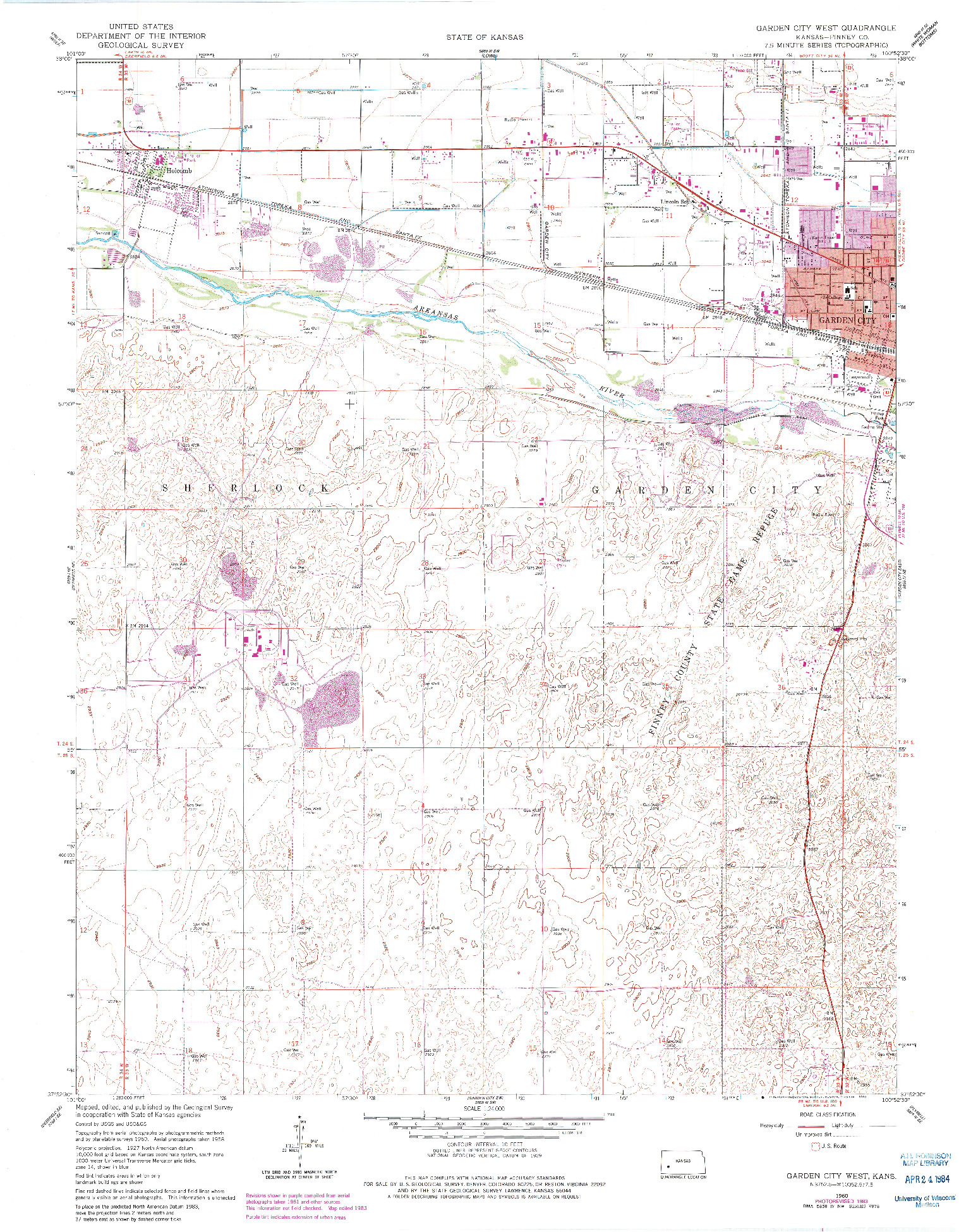 USGS 1:24000-SCALE QUADRANGLE FOR GARDEN CITY WEST, KS 1960