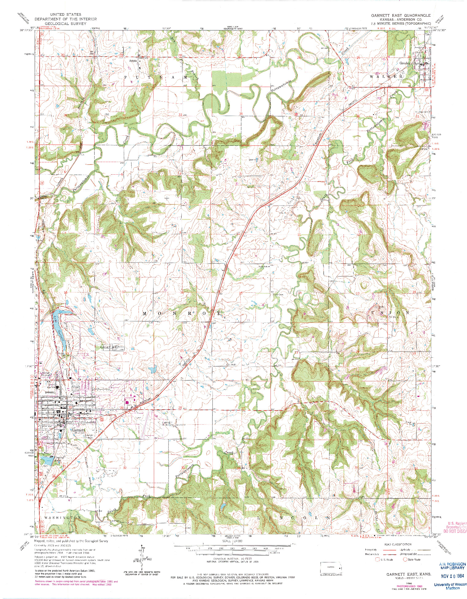 USGS 1:24000-SCALE QUADRANGLE FOR GARNETT EAST, KS 1966
