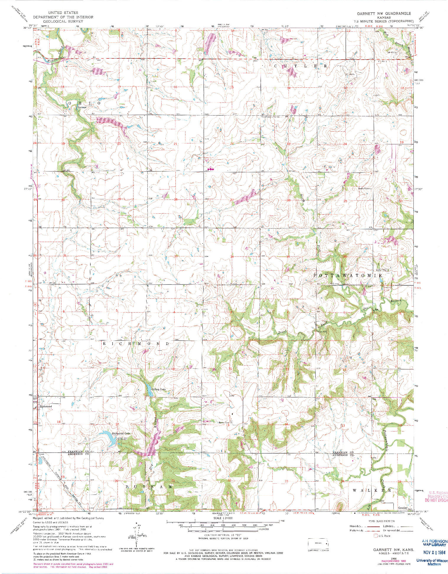 USGS 1:24000-SCALE QUADRANGLE FOR GARNETT NW, KS 1966