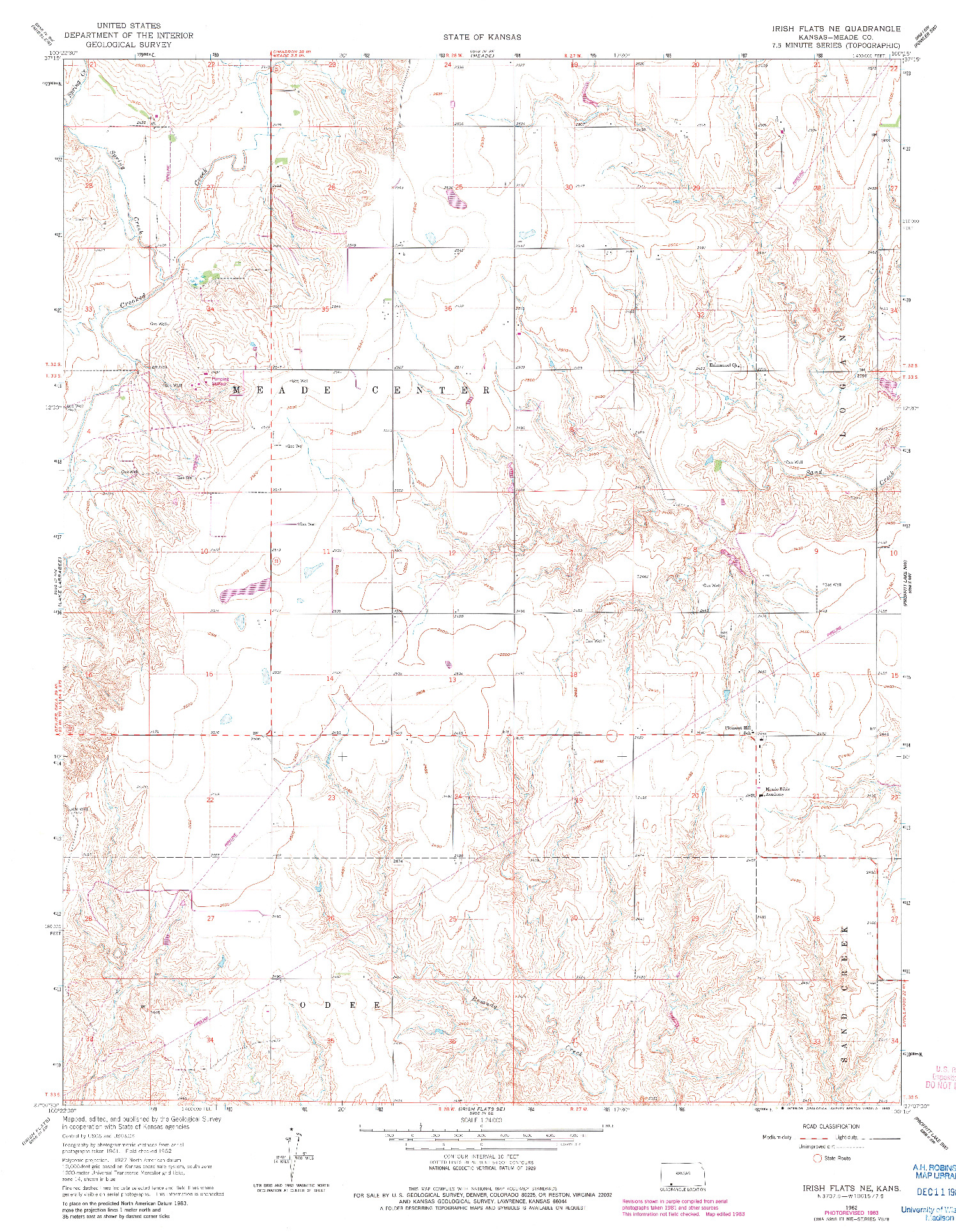 USGS 1:24000-SCALE QUADRANGLE FOR IRISH FLATS NE, KS 1962