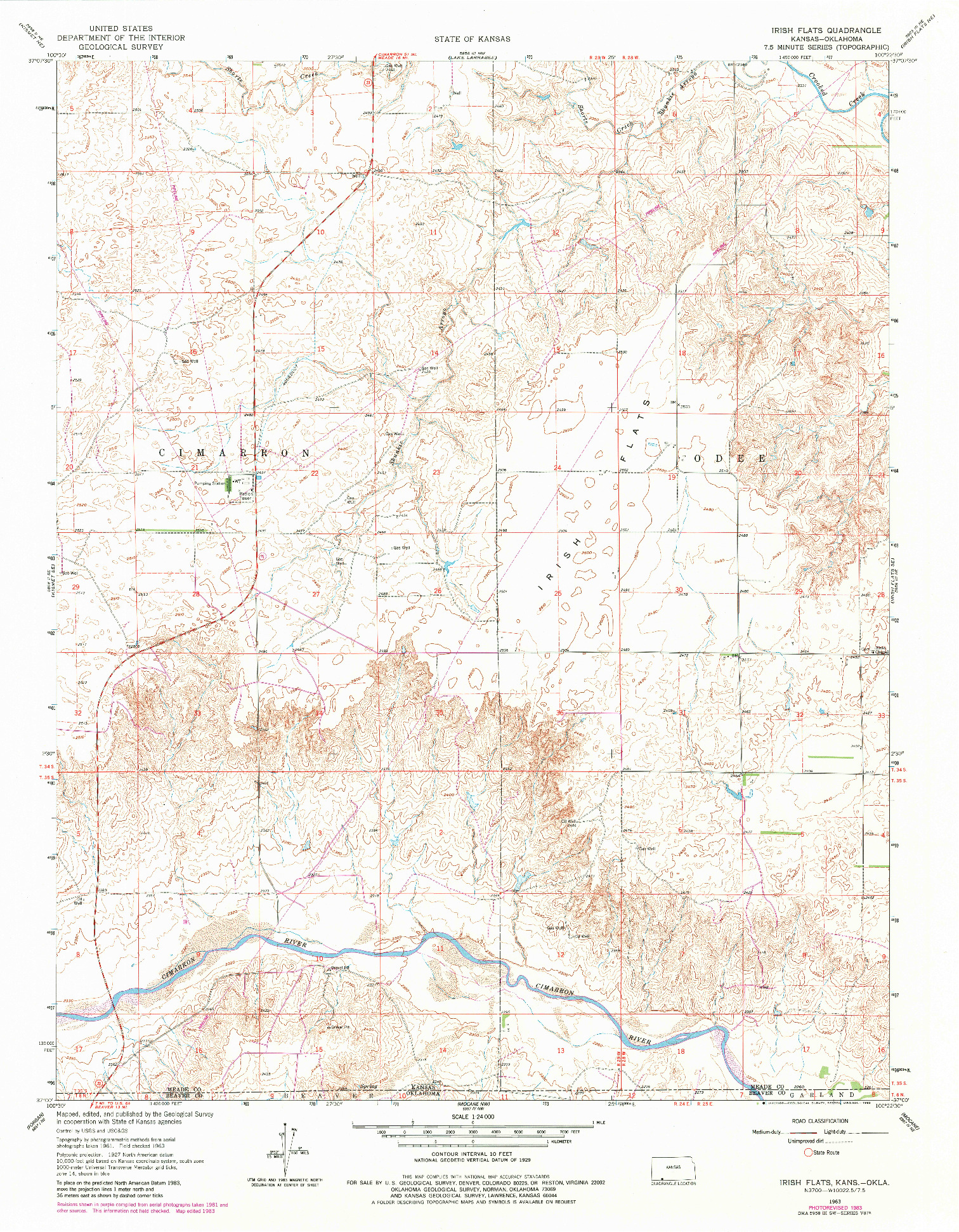 USGS 1:24000-SCALE QUADRANGLE FOR IRISH FLATS, KS 1963