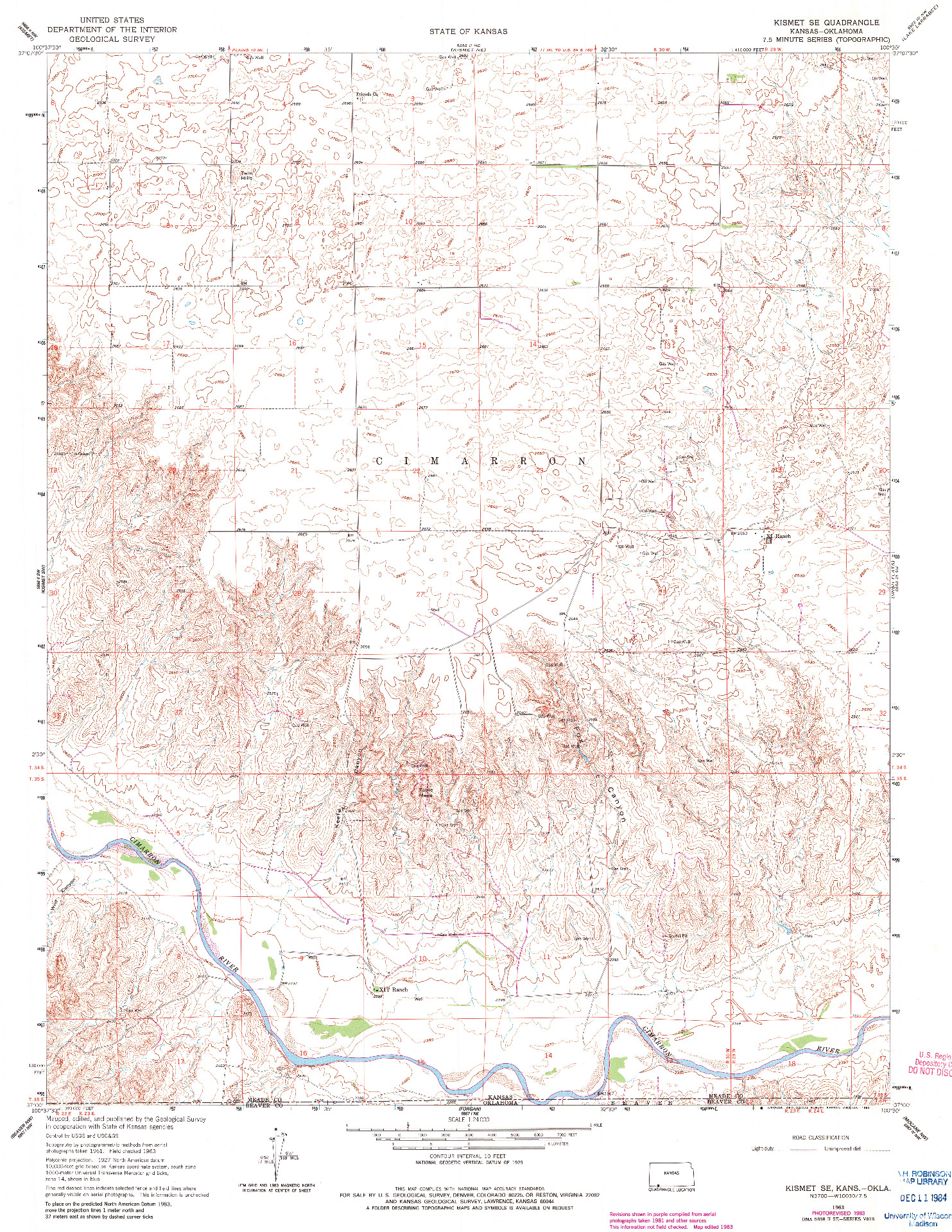 USGS 1:24000-SCALE QUADRANGLE FOR KISMET SE, KS 1963