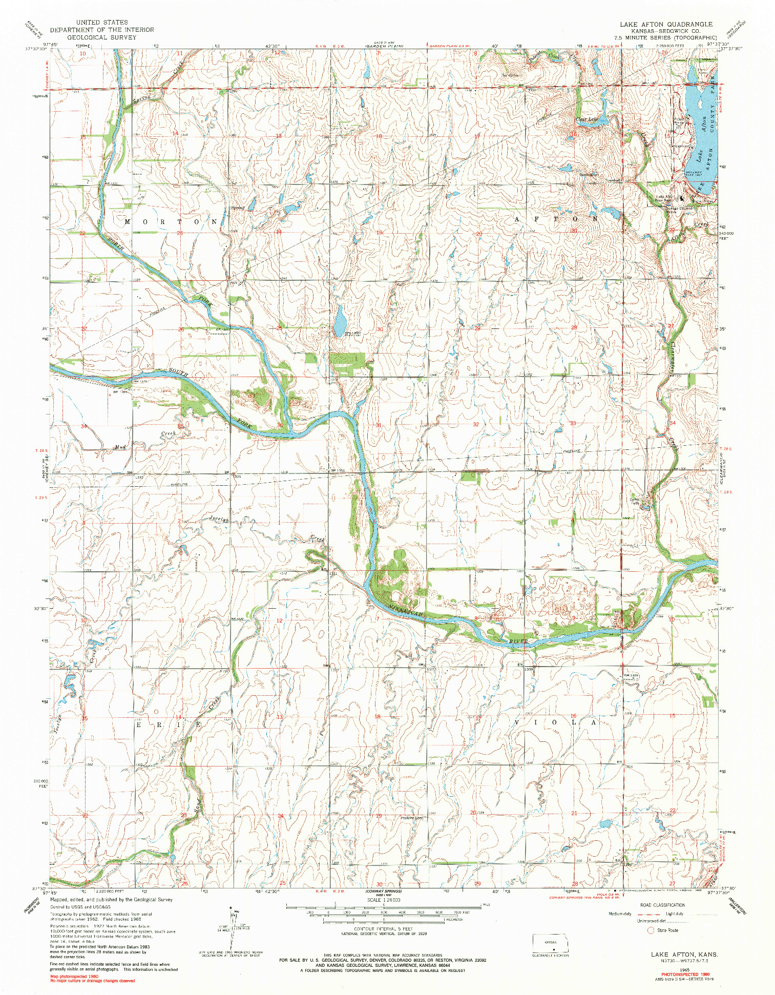 USGS 1:24000-SCALE QUADRANGLE FOR LAKE AFTON, KS 1965