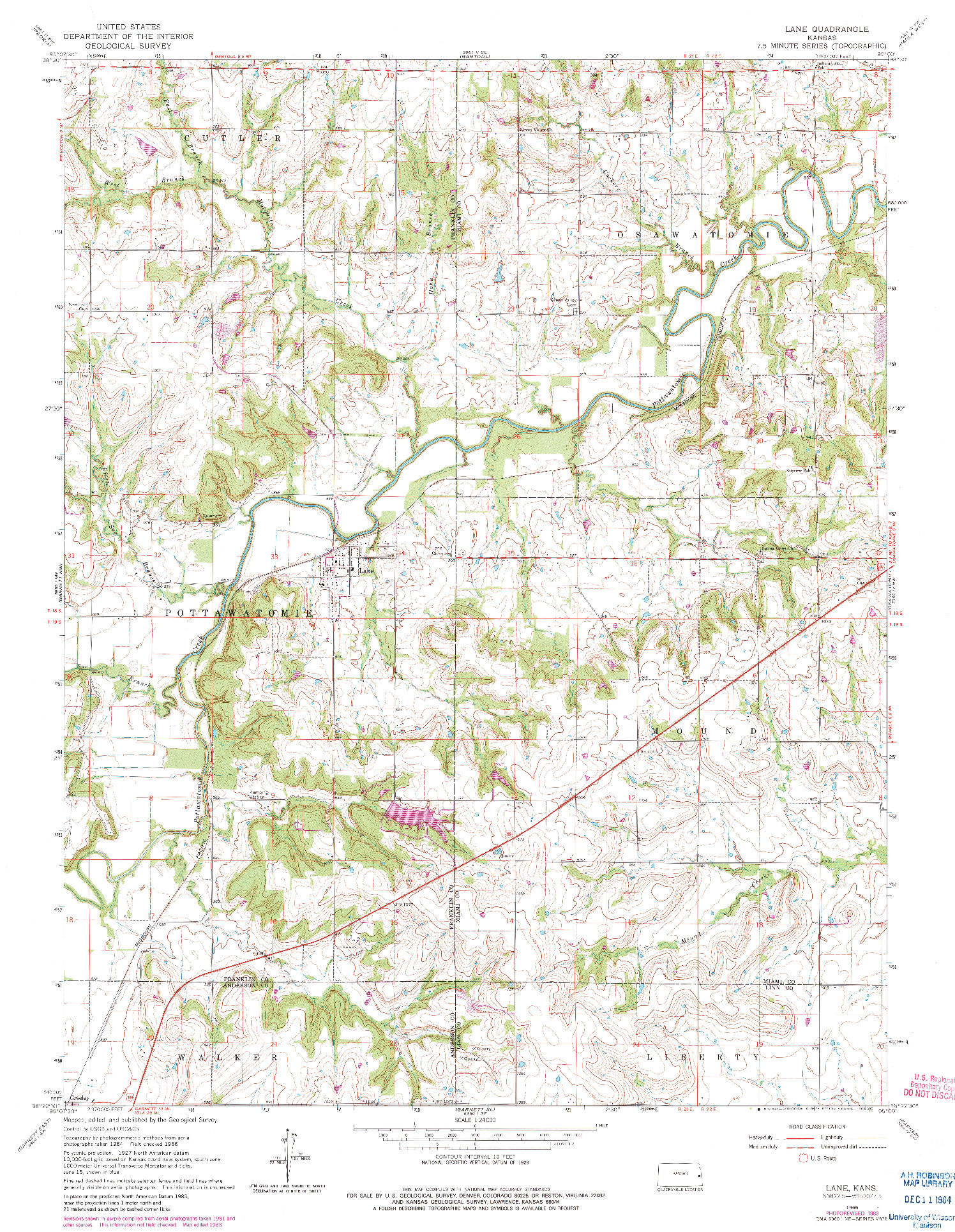 USGS 1:24000-SCALE QUADRANGLE FOR LANE, KS 1966