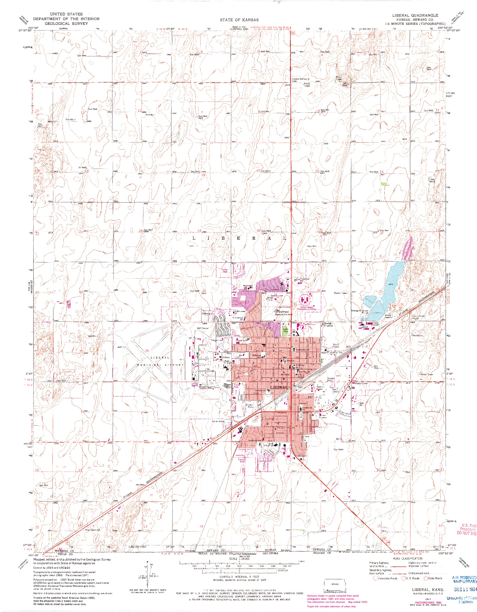 USGS 1:24000-SCALE QUADRANGLE FOR LIBERAL, KS 1971