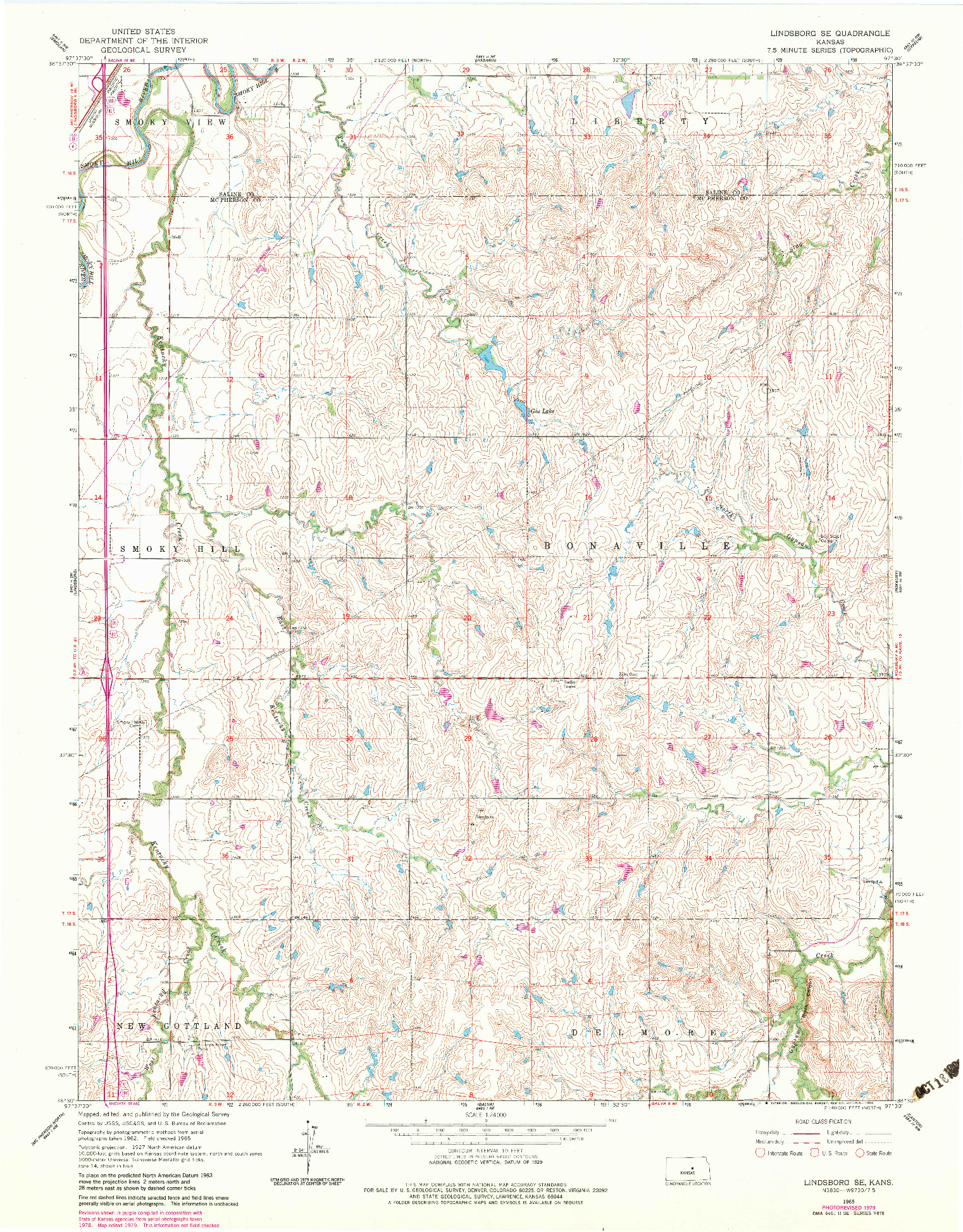 USGS 1:24000-SCALE QUADRANGLE FOR LINDSBORG SE, KS 1965