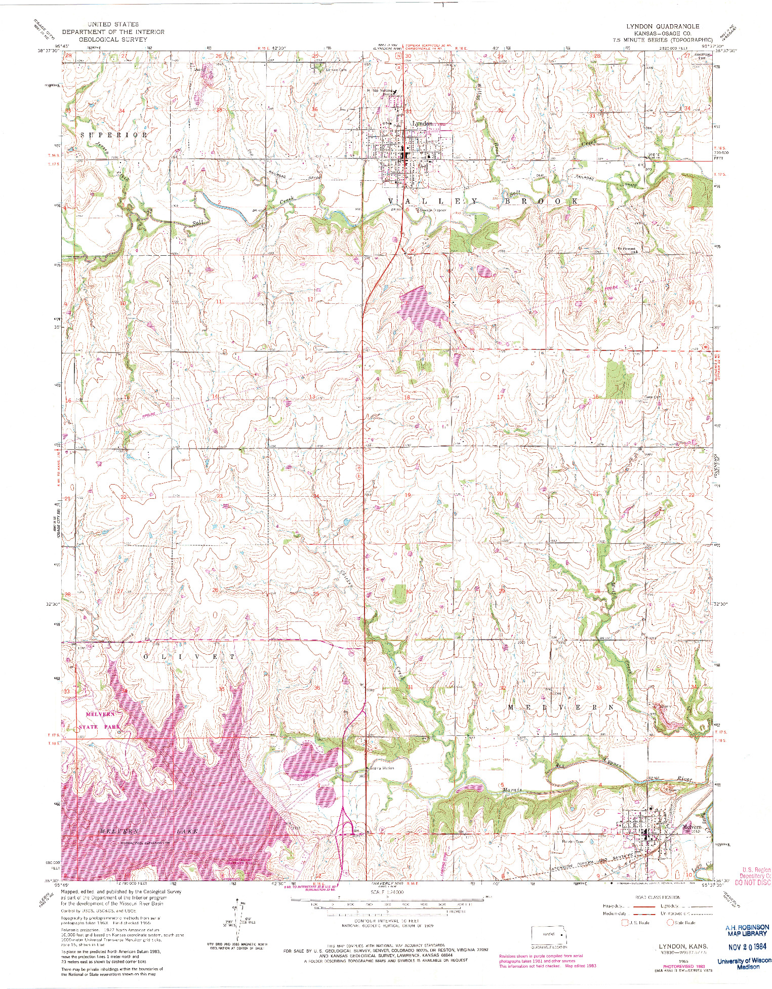USGS 1:24000-SCALE QUADRANGLE FOR LYNDON, KS 1965