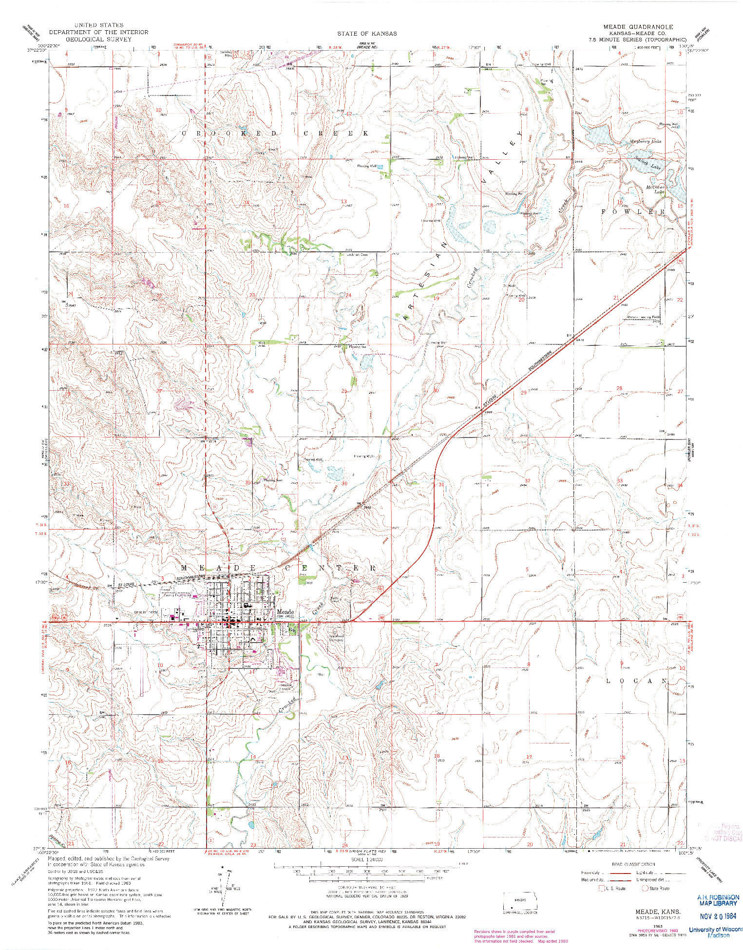 USGS 1:24000-SCALE QUADRANGLE FOR MEADE, KS 1963