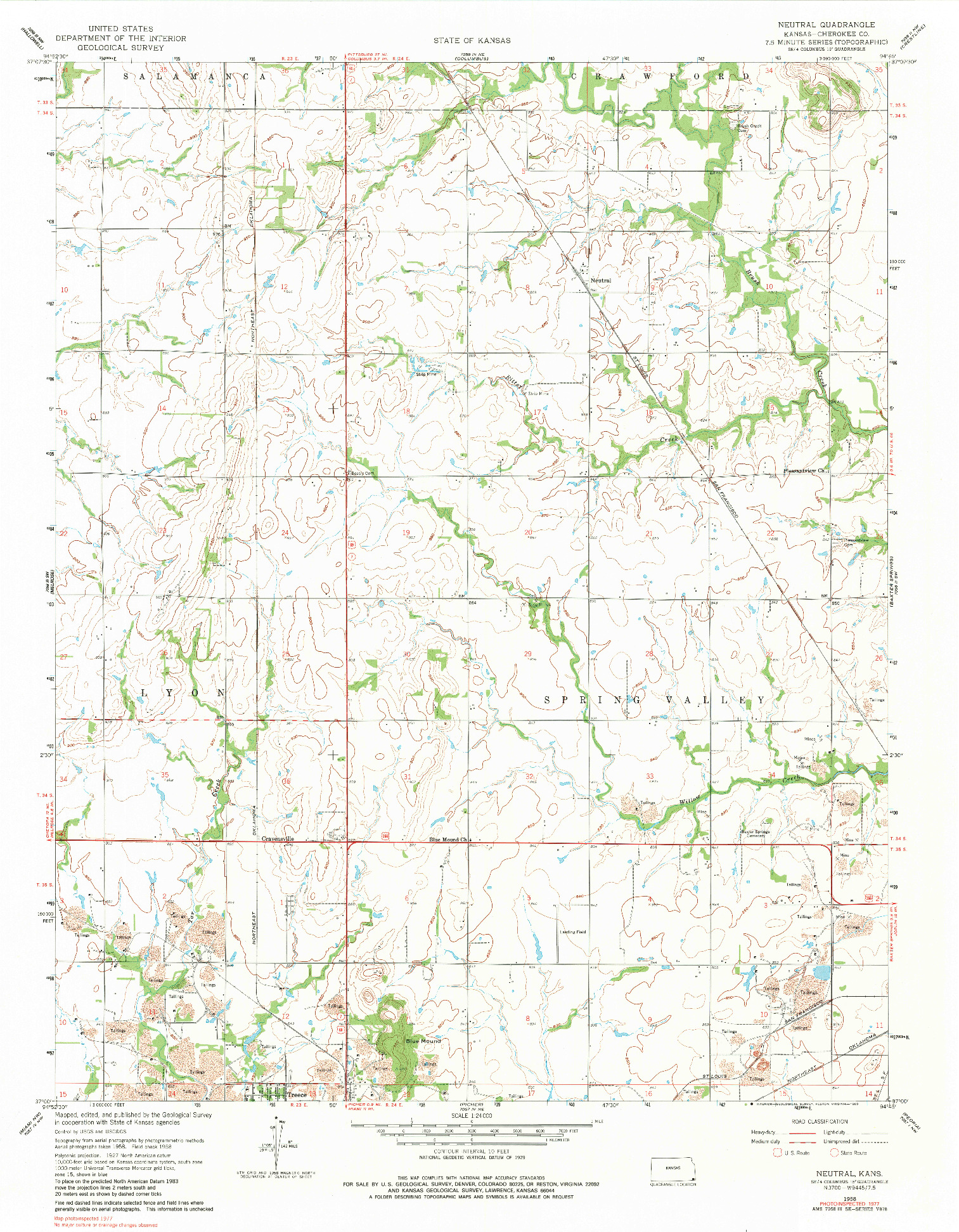 USGS 1:24000-SCALE QUADRANGLE FOR NEUTRAL, KS 1958