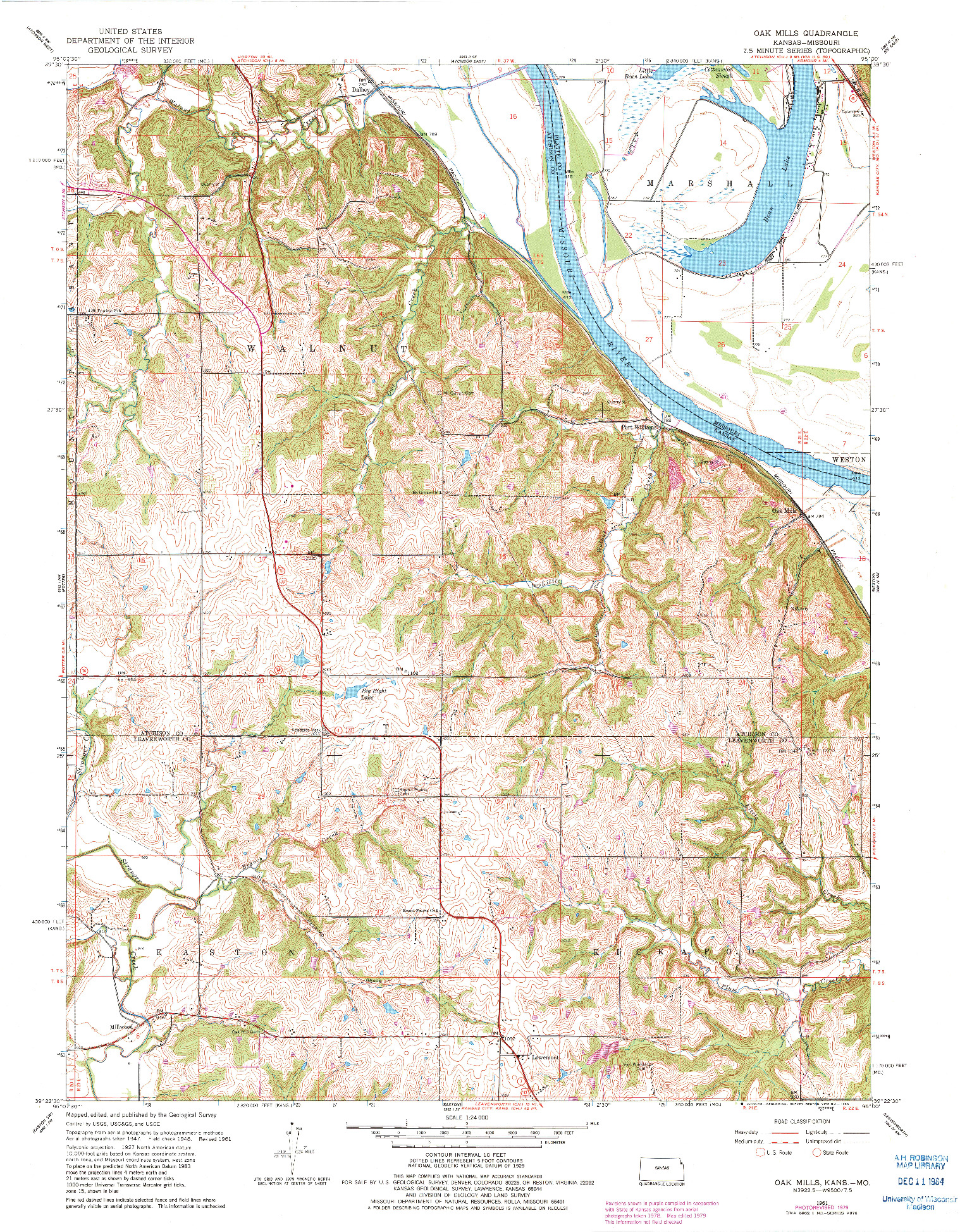 USGS 1:24000-SCALE QUADRANGLE FOR OAK MILLS, KS 1961