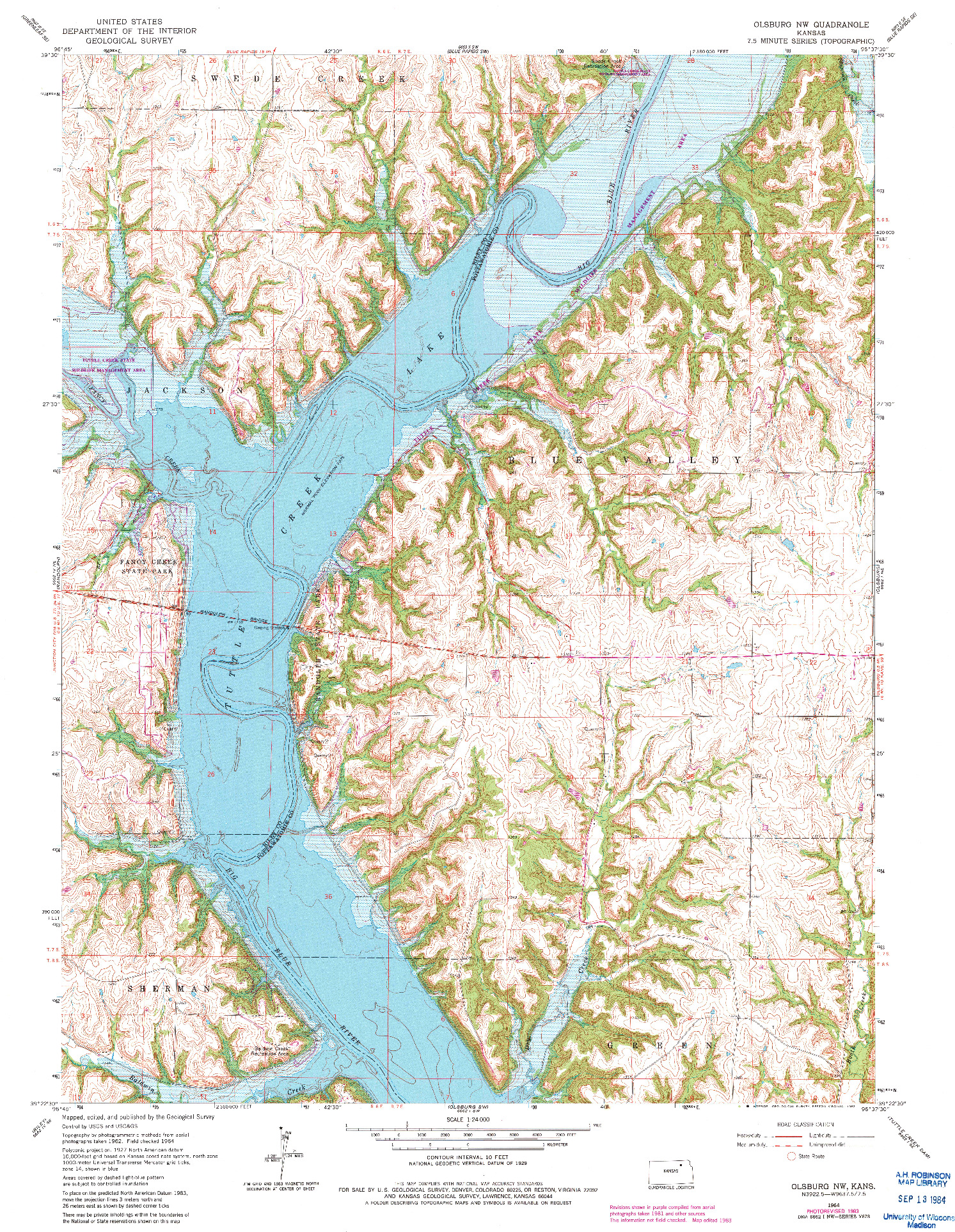 USGS 1:24000-SCALE QUADRANGLE FOR OLSBURG NW, KS 1964