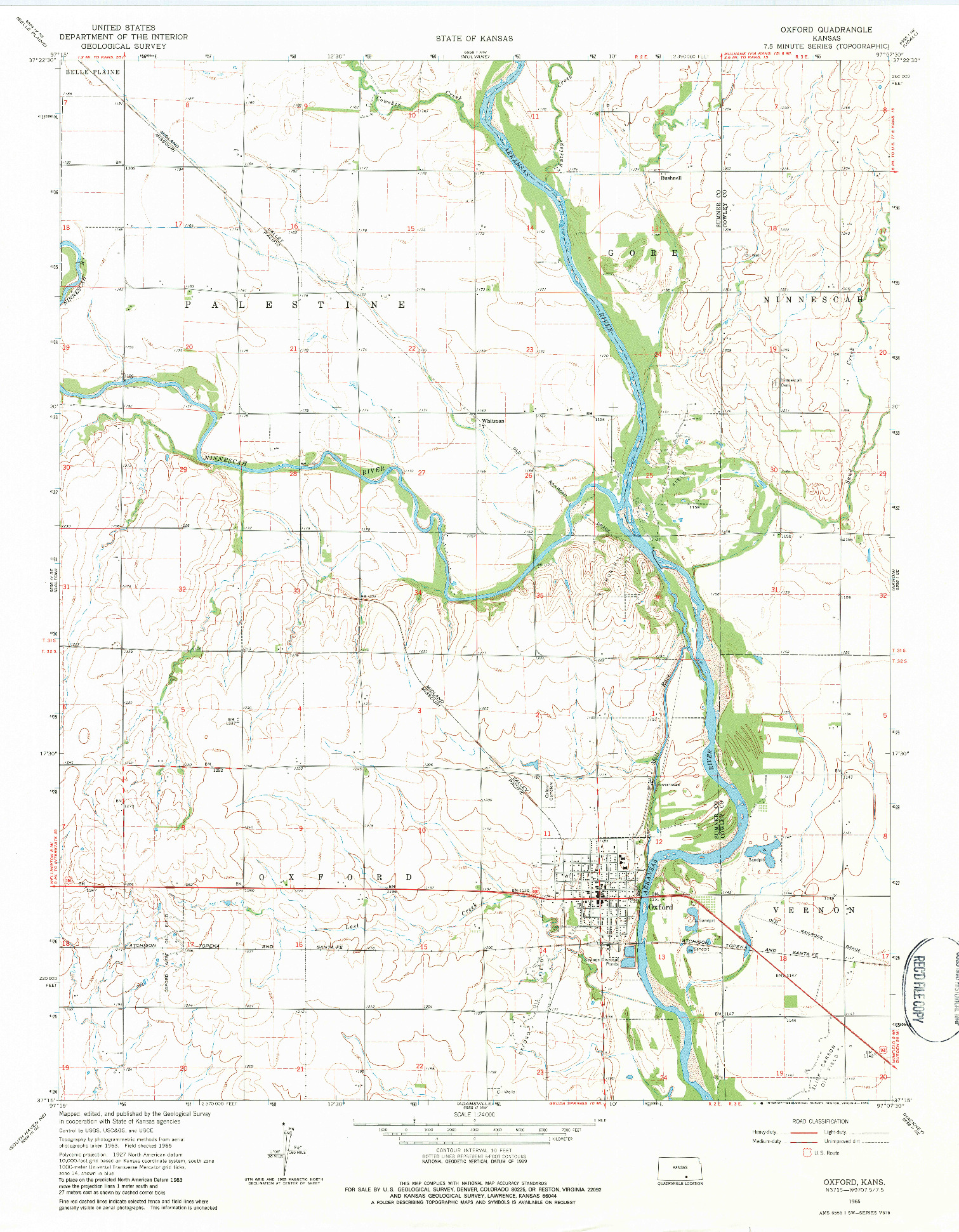 USGS 1:24000-SCALE QUADRANGLE FOR OXFORD, KS 1965