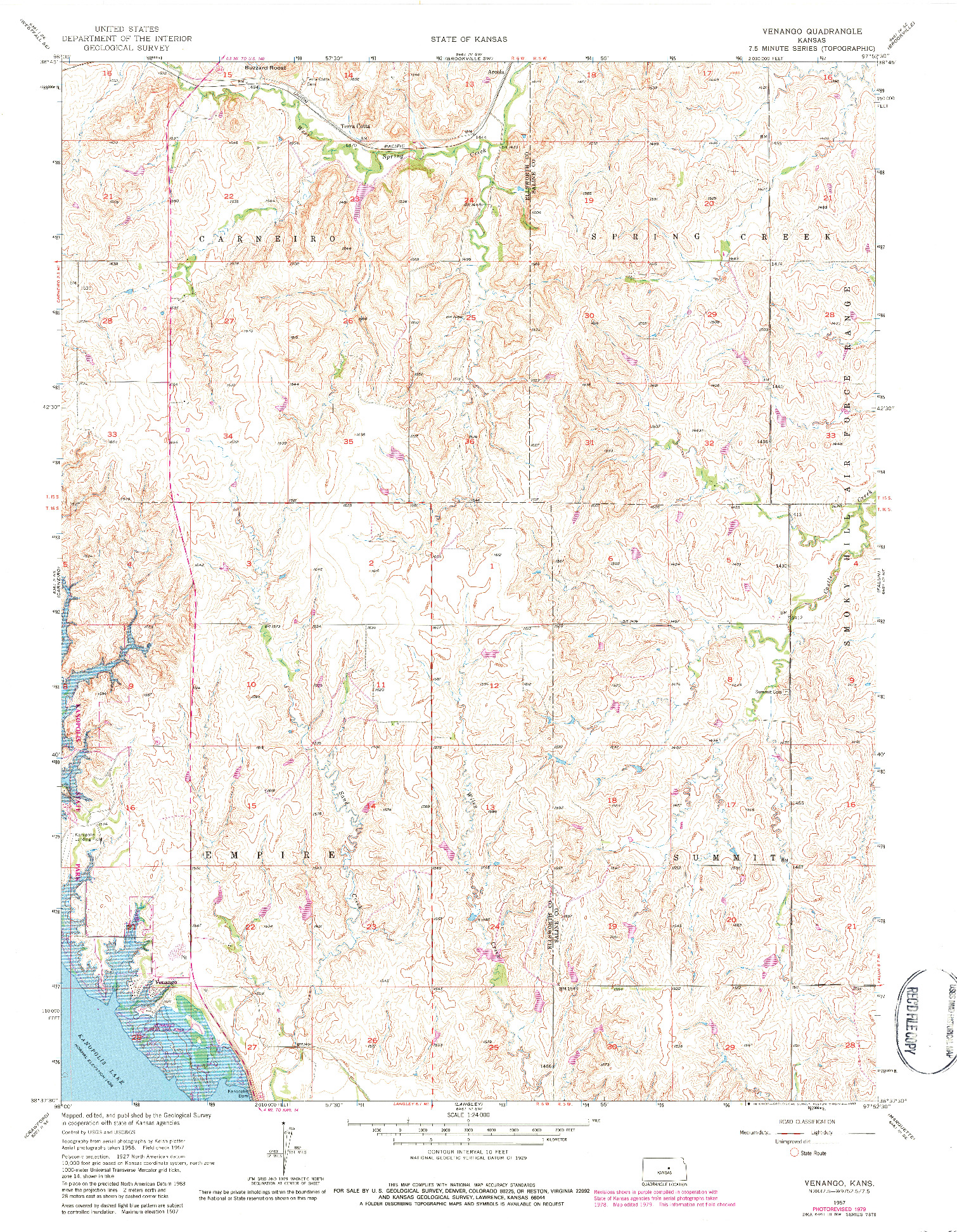 USGS 1:24000-SCALE QUADRANGLE FOR VENANGO, KS 1957