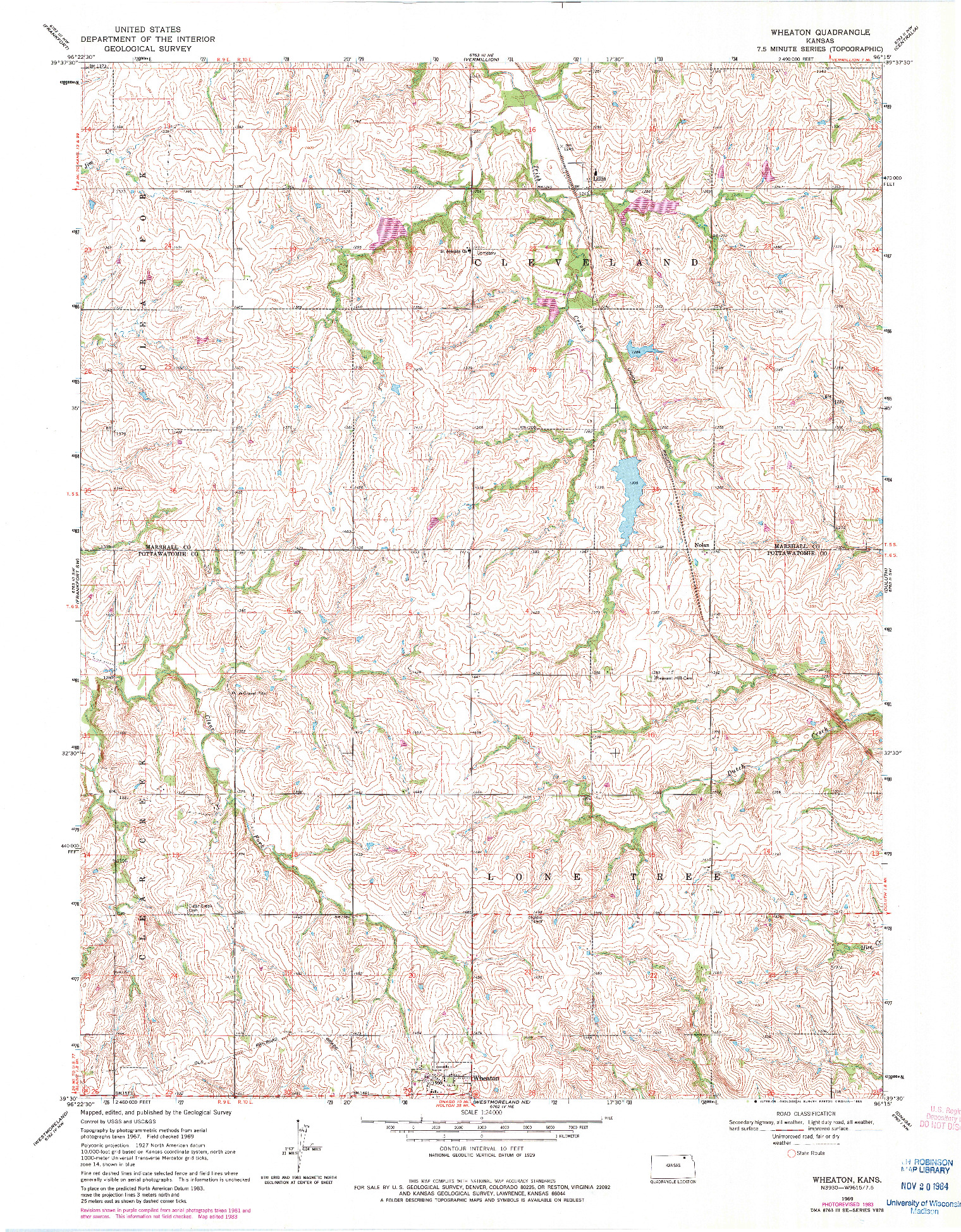 USGS 1:24000-SCALE QUADRANGLE FOR WHEATON, KS 1969