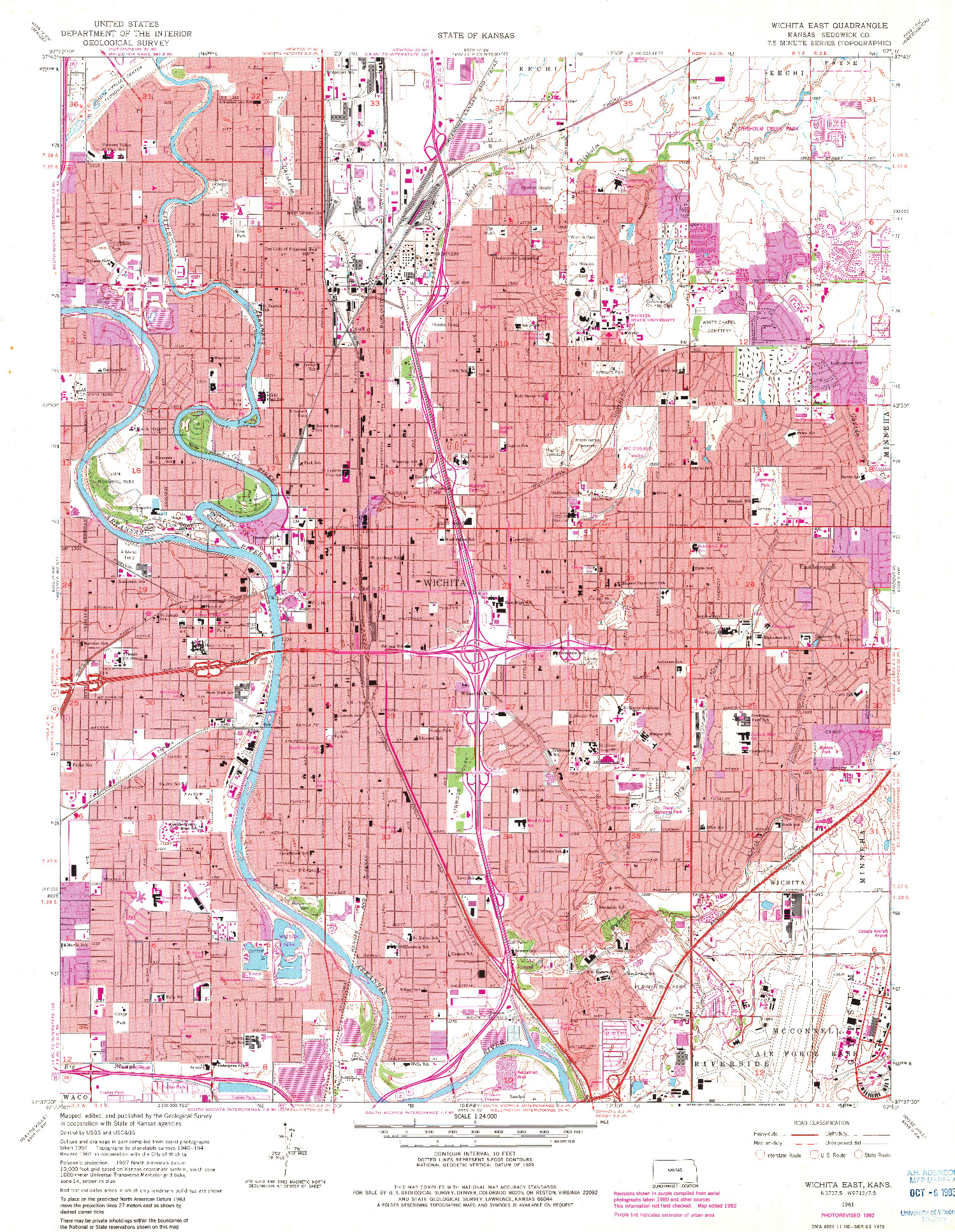 USGS 1:24000-SCALE QUADRANGLE FOR WICHITA EAST, KS 1961