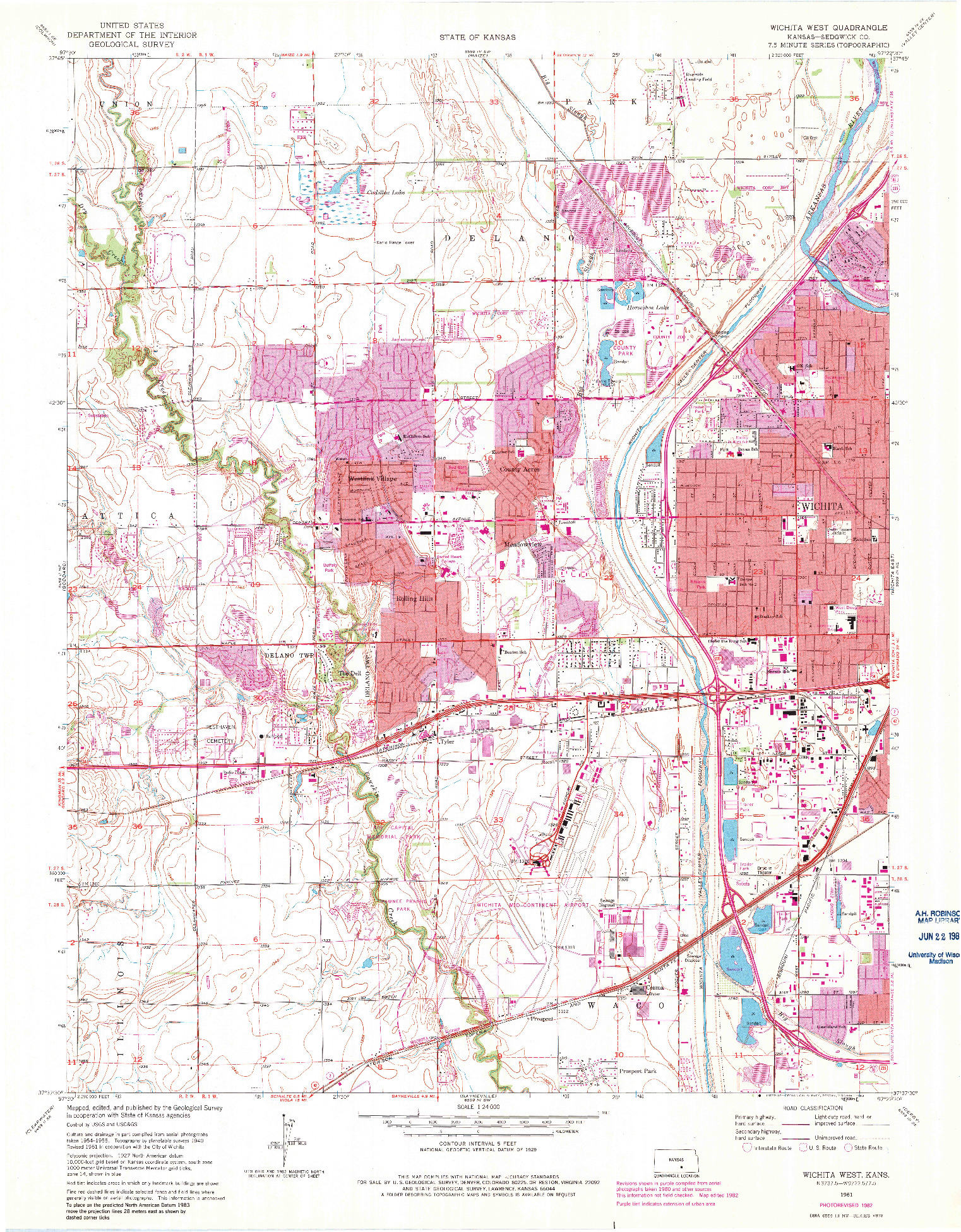 USGS 1:24000-SCALE QUADRANGLE FOR WICHITA WEST, KS 1961