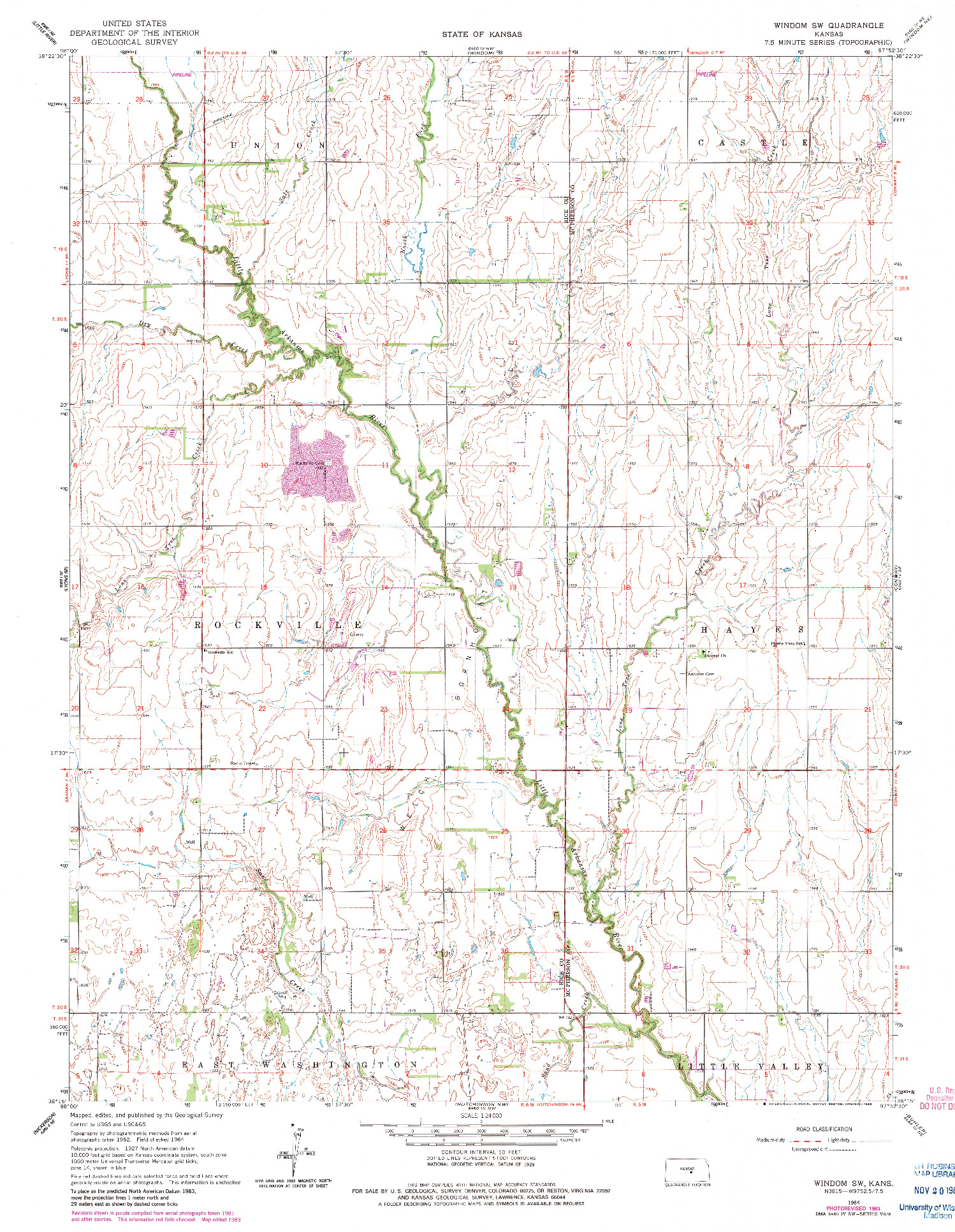 USGS 1:24000-SCALE QUADRANGLE FOR WINDOM SW, KS 1964