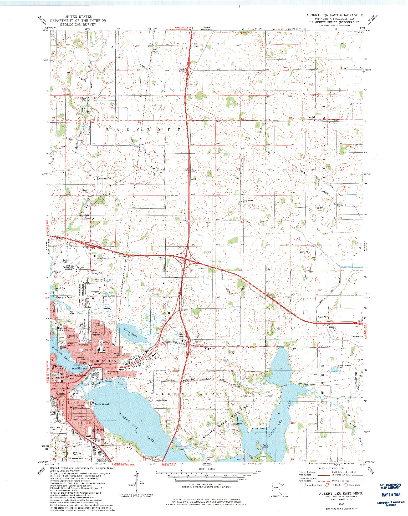 USGS 1:24000-SCALE QUADRANGLE FOR ALBERT LEA EAST, MN 1982