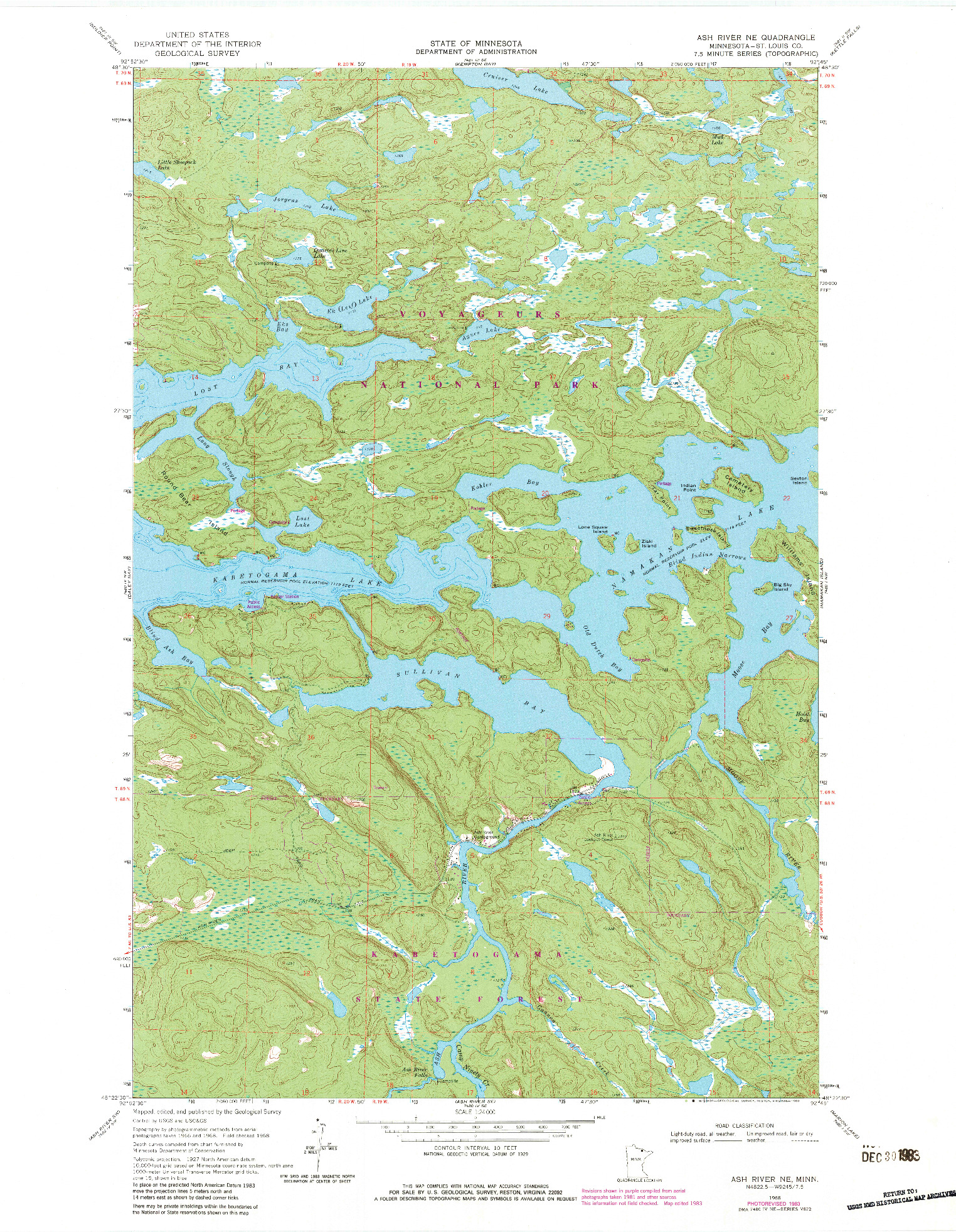 USGS 1:24000-SCALE QUADRANGLE FOR ASH RIVER NE, MN 1968
