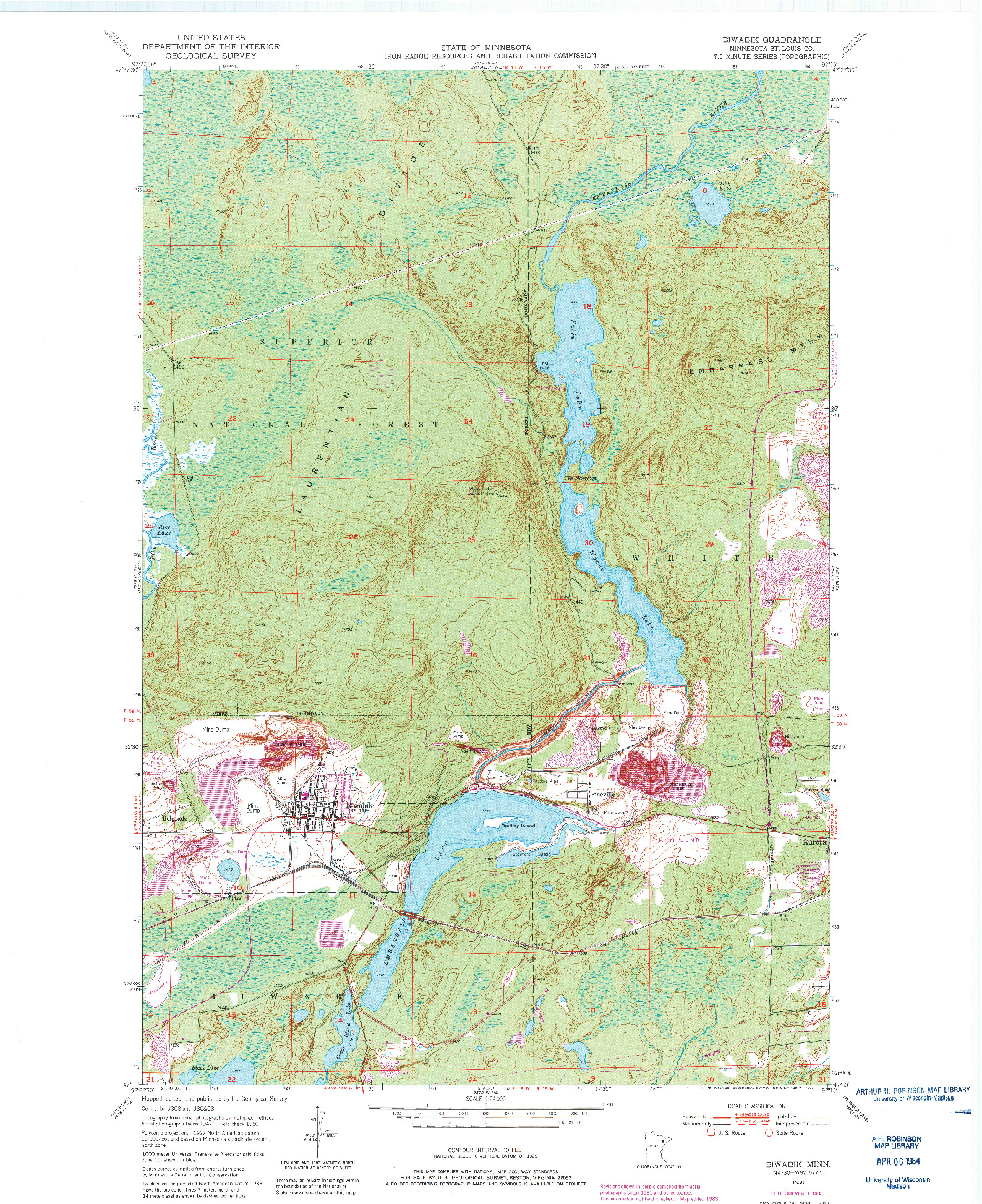 USGS 1:24000-SCALE QUADRANGLE FOR BIWABIK, MN 1950