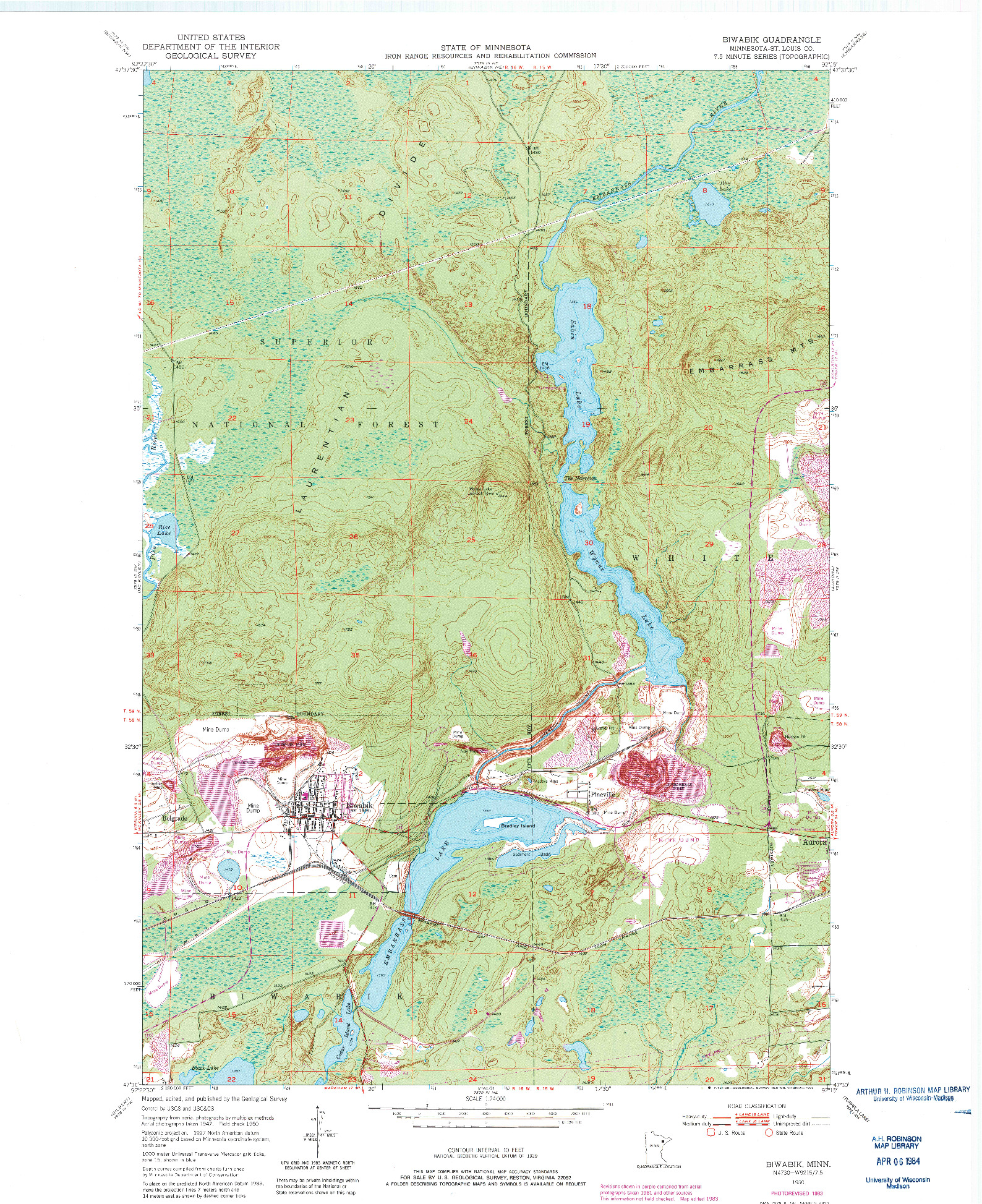 USGS 1:24000-SCALE QUADRANGLE FOR BIWABIK, MN 1950