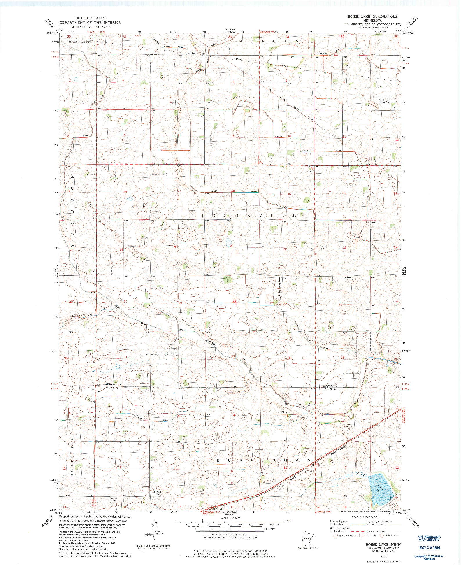 USGS 1:24000-SCALE QUADRANGLE FOR BOISE LAKE, MN 1983