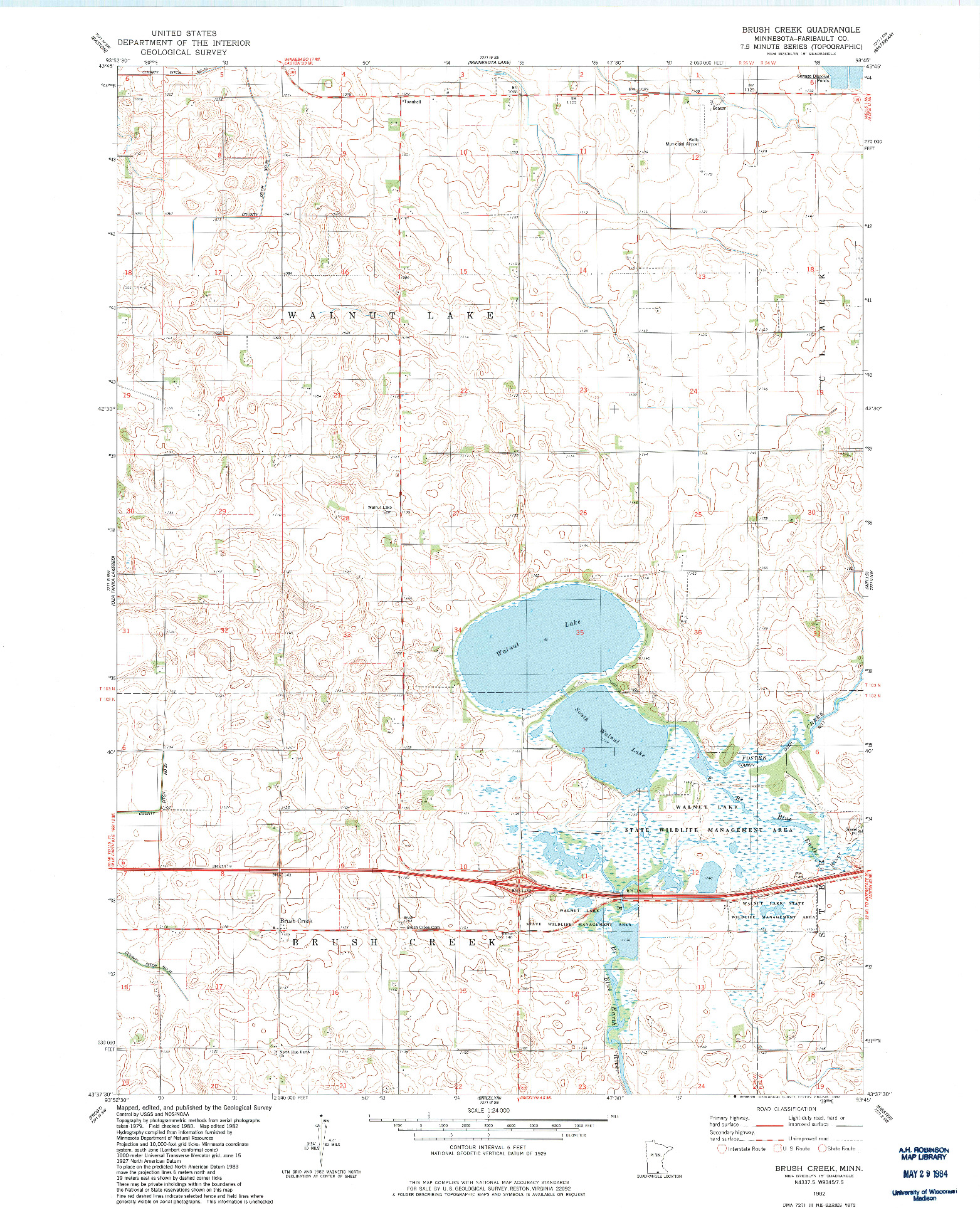 USGS 1:24000-SCALE QUADRANGLE FOR BRUSH CREEK, MN 1982