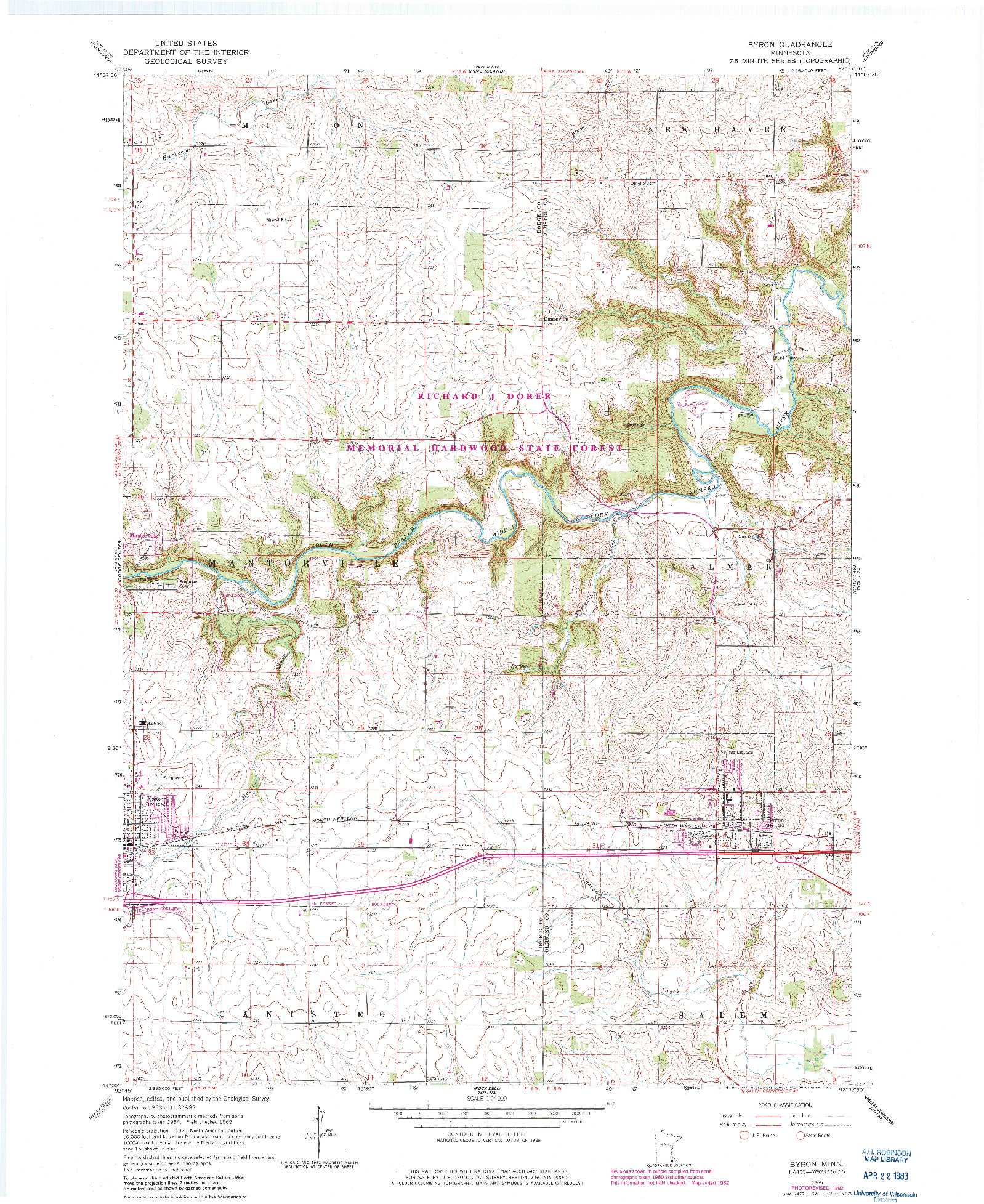 USGS 1:24000-SCALE QUADRANGLE FOR BYRON, MN 1965