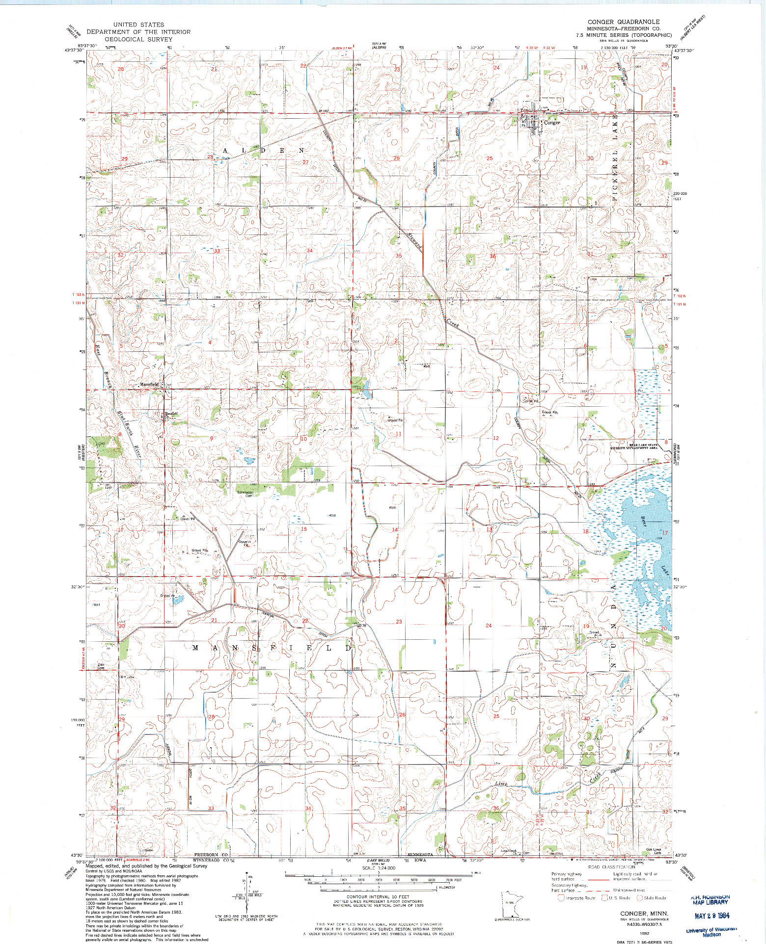 USGS 1:24000-SCALE QUADRANGLE FOR CONGER, MN 1982