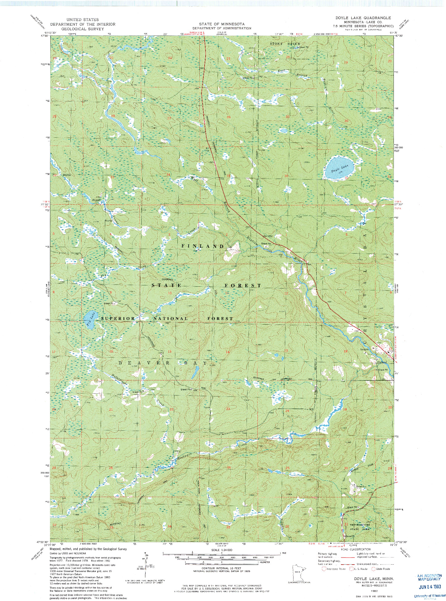 USGS 1:24000-SCALE QUADRANGLE FOR DOYLE LAKE, MN 1982