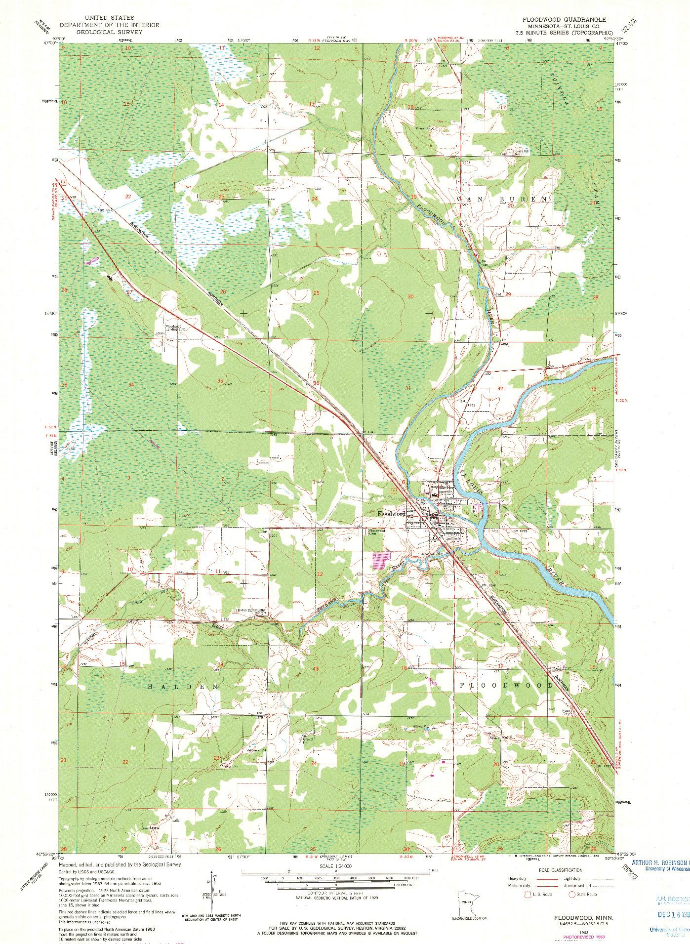 USGS 1:24000-SCALE QUADRANGLE FOR FLOODWOOD, MN 1963