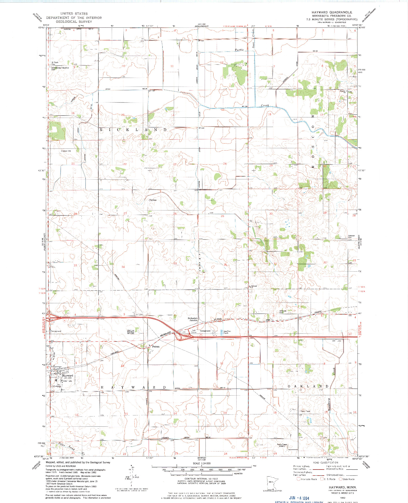 USGS 1:24000-SCALE QUADRANGLE FOR HAYWARD, MN 1982