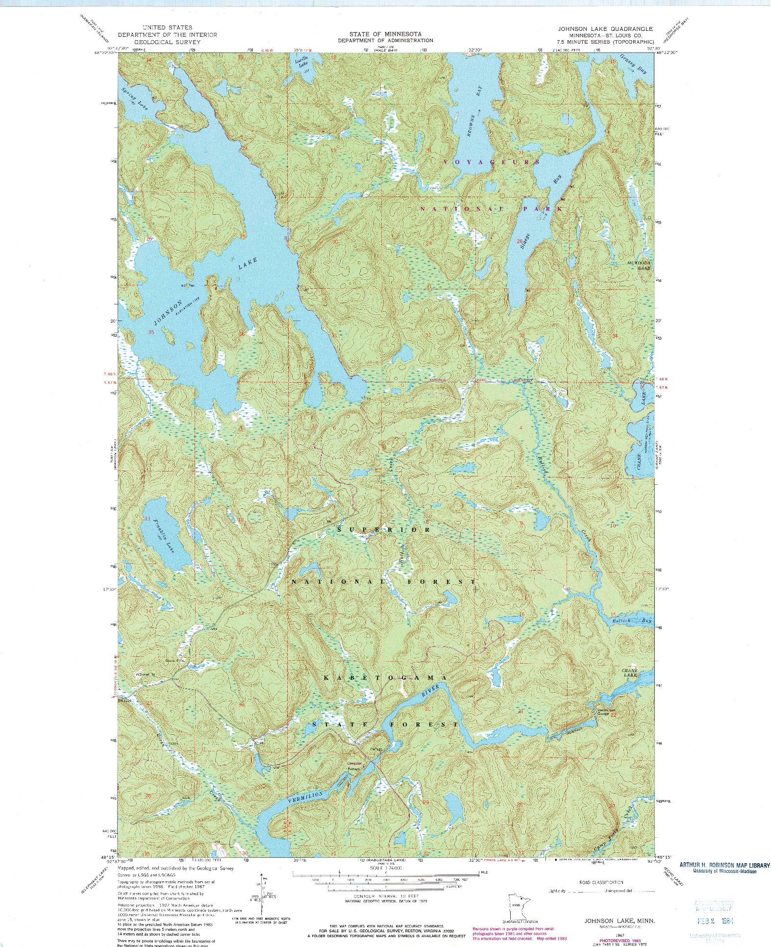 USGS 1:24000-SCALE QUADRANGLE FOR JOHNSON LAKE, MN 1967