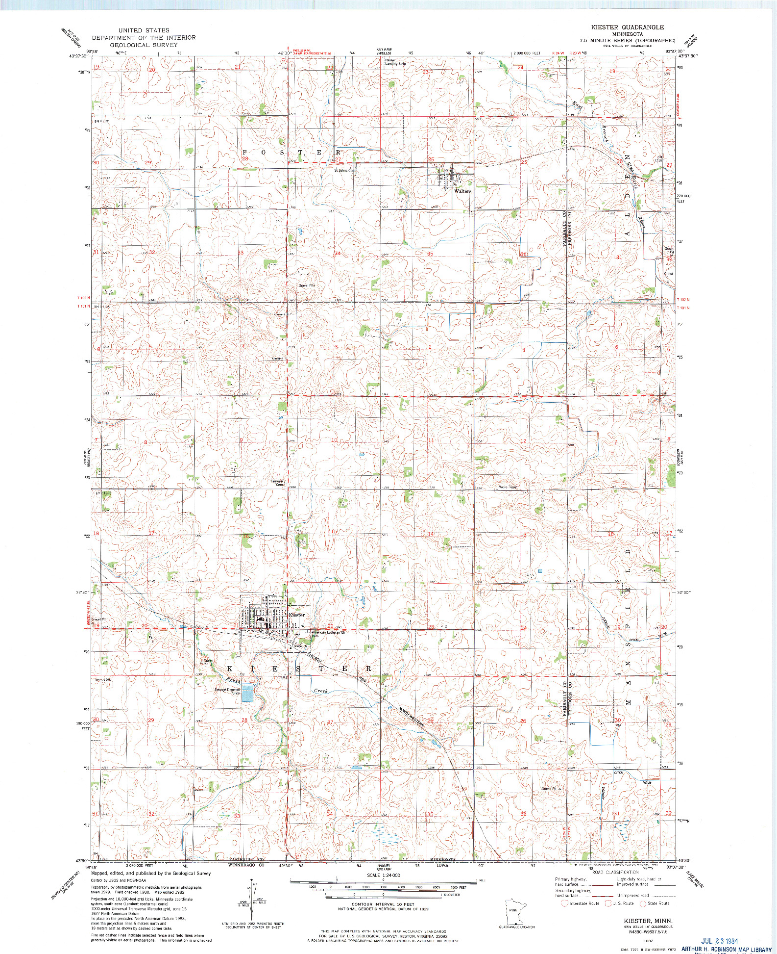 USGS 1:24000-SCALE QUADRANGLE FOR KIESTER, MN 1982