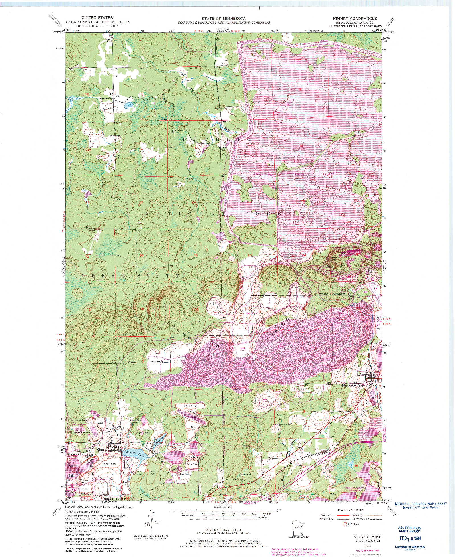 USGS 1:24000-SCALE QUADRANGLE FOR KINNEY, MN 1951