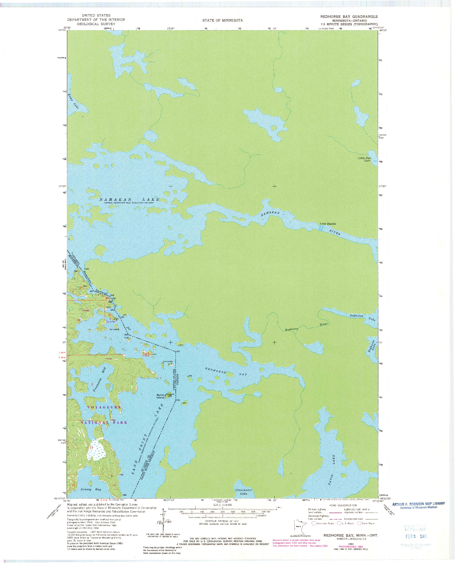 USGS 1:24000-SCALE QUADRANGLE FOR REDHORSE BAY, MN 1963