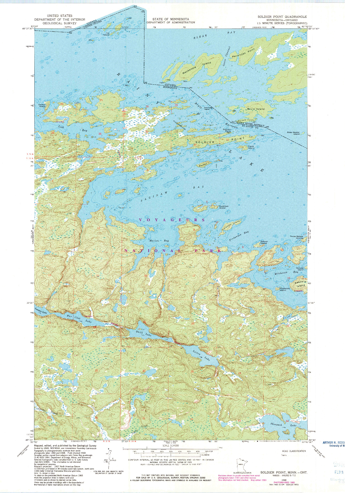 USGS 1:24000-SCALE QUADRANGLE FOR SOLDIER POINT, MN 1968