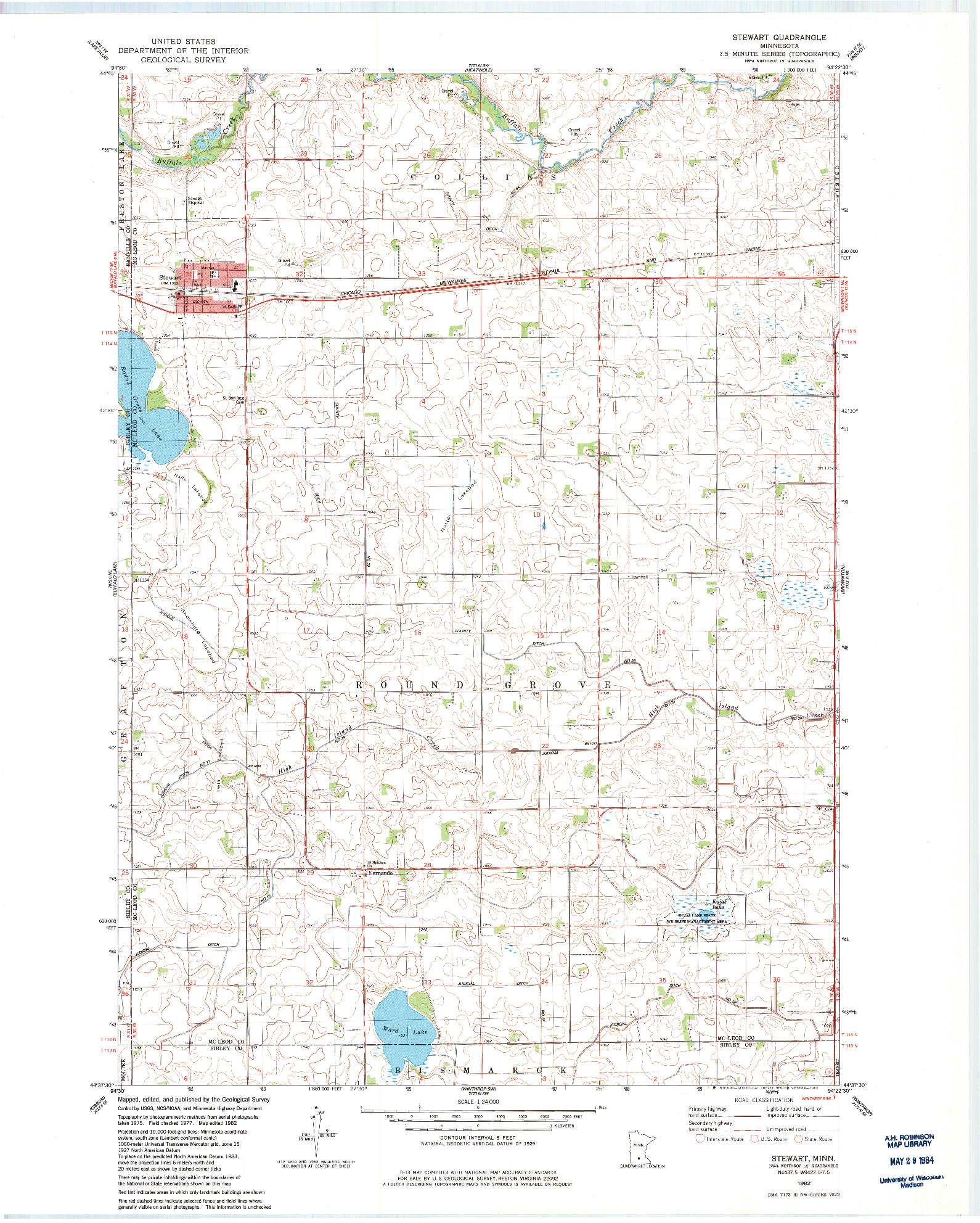 USGS 1:24000-SCALE QUADRANGLE FOR STEWART, MN 1982