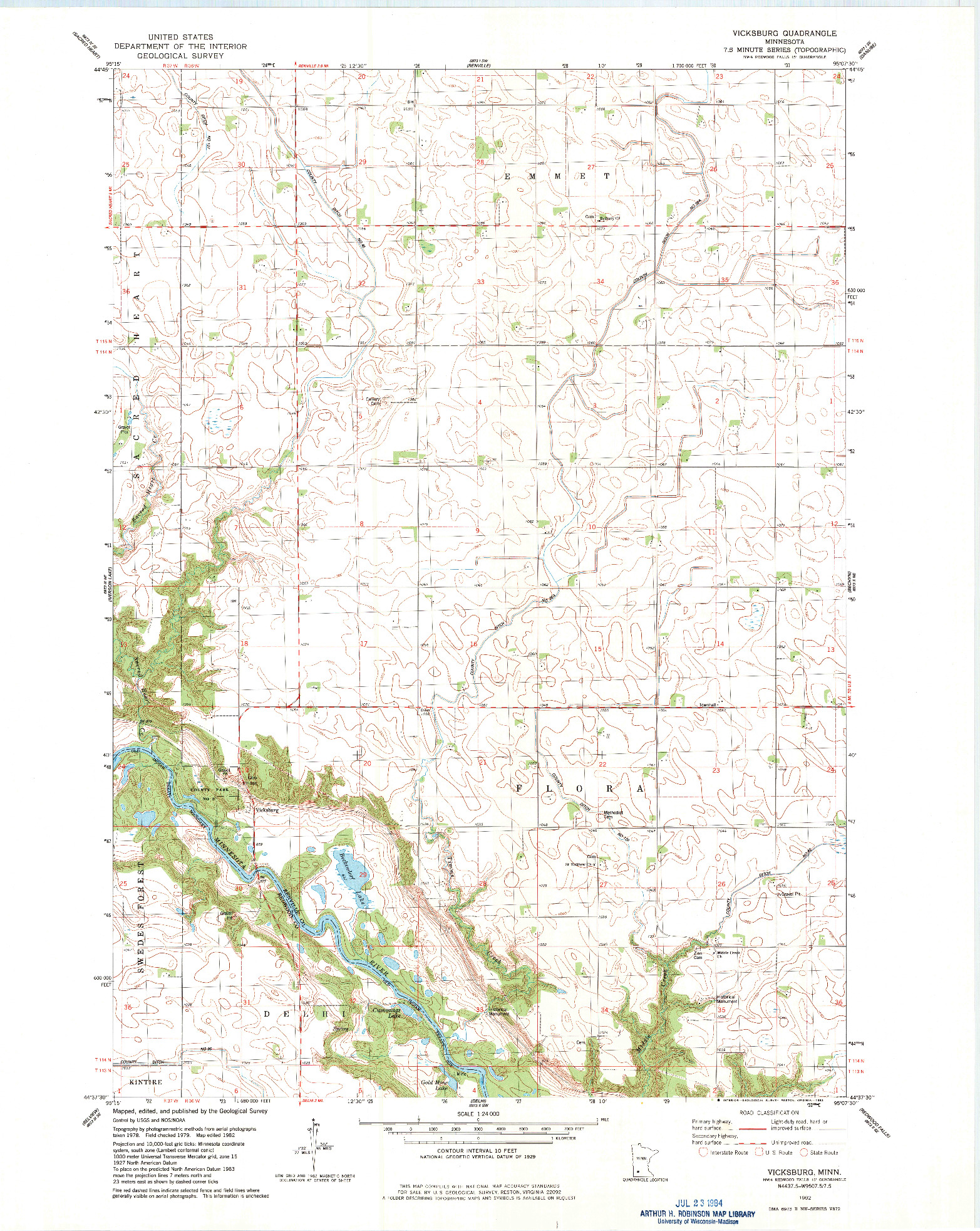 USGS 1:24000-SCALE QUADRANGLE FOR VICKSBURG, MN 1982