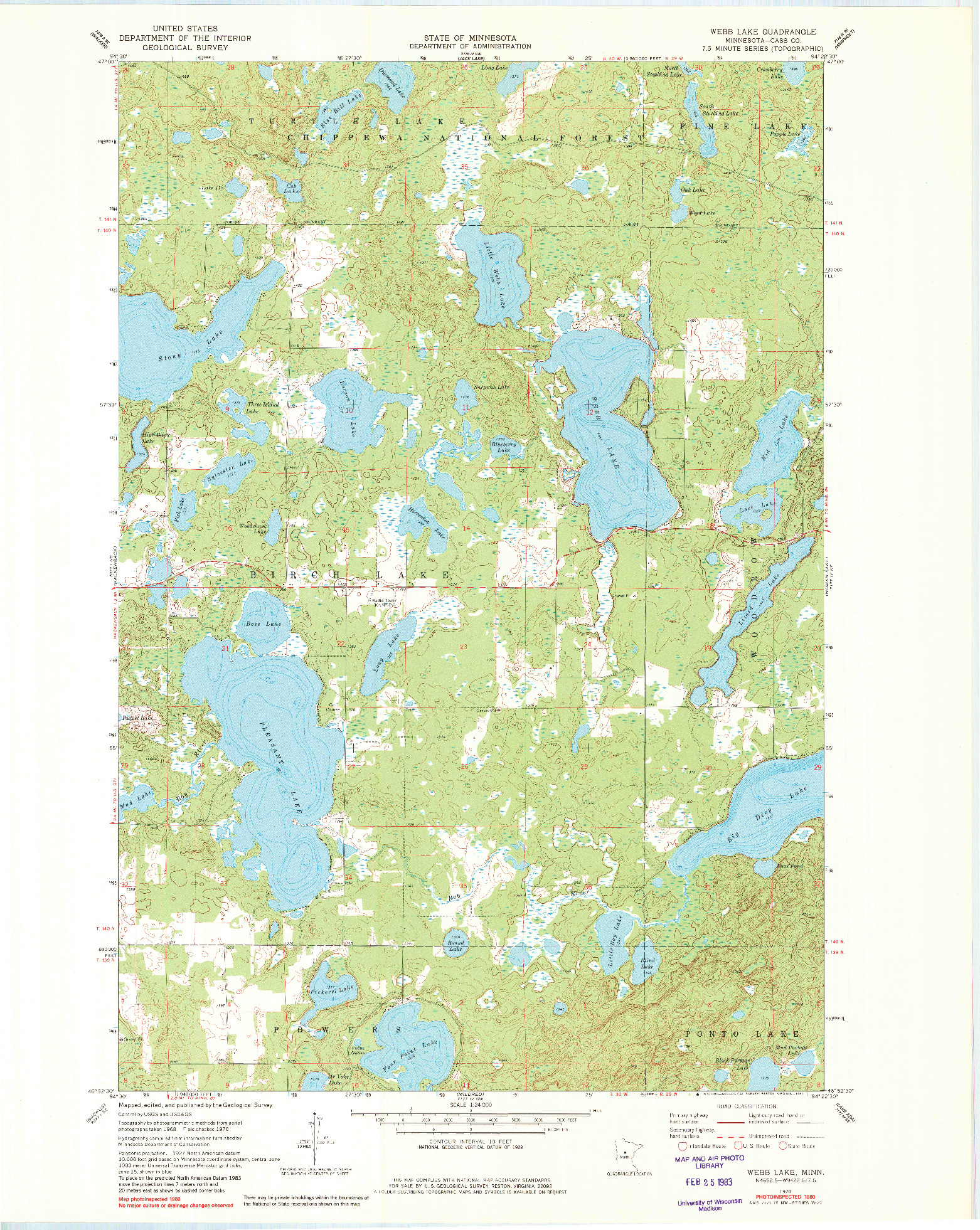 USGS 1:24000-SCALE QUADRANGLE FOR WEBB LAKE, MN 1970