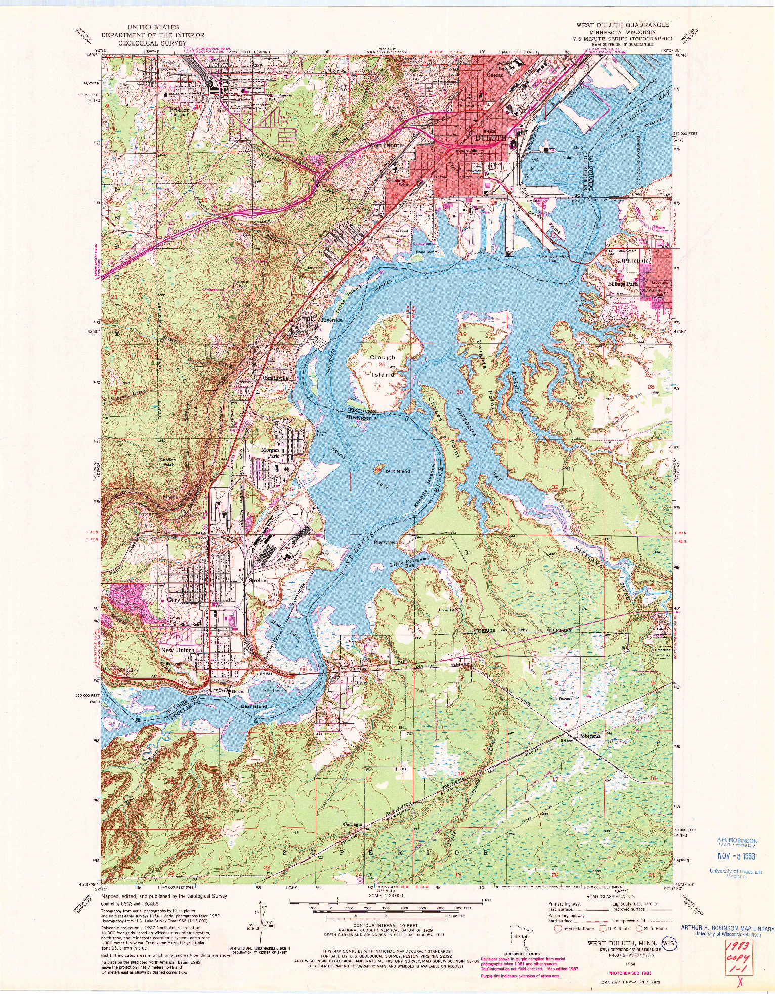 USGS 1:24000-SCALE QUADRANGLE FOR WEST DULUTH, MN 1954